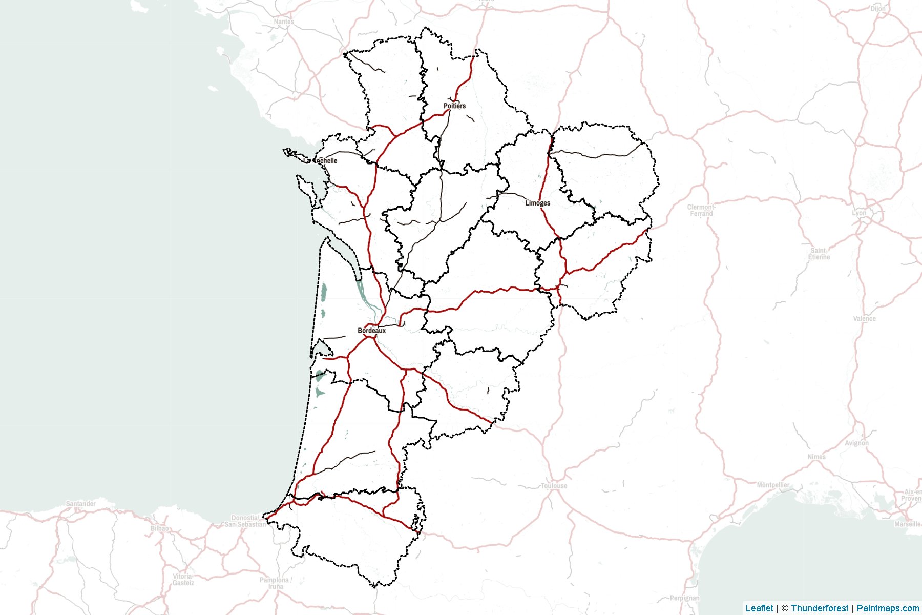 Nouvelle-Aquitaine (Fransa) Haritası Örnekleri-2