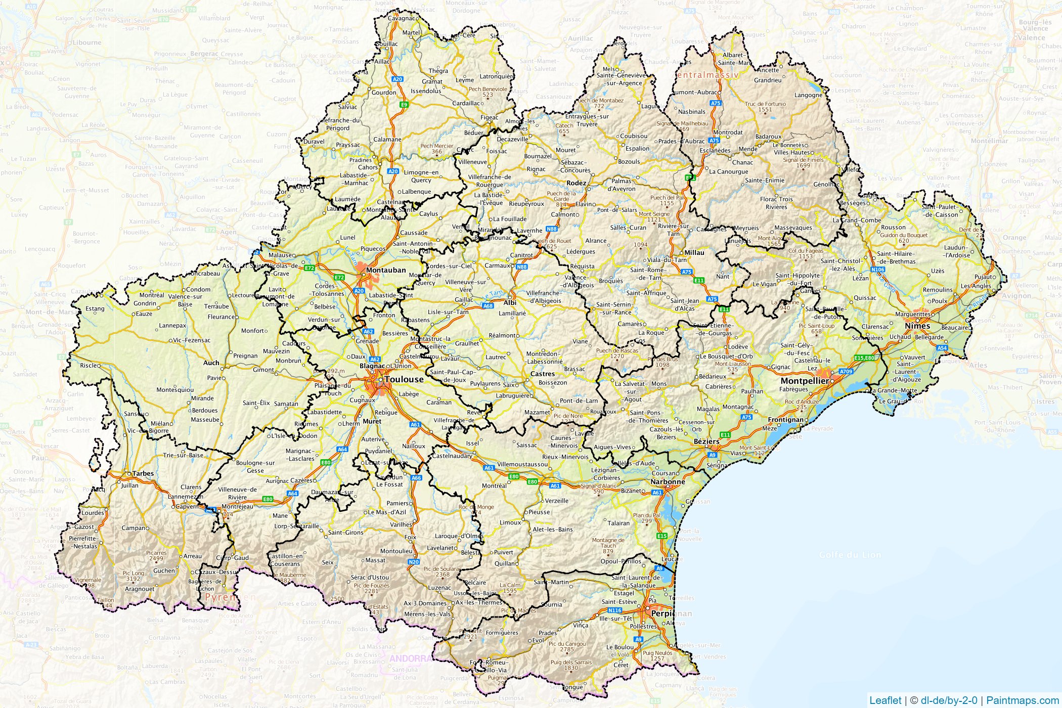 Muestras de recorte de mapas Occitania (Francia)-1