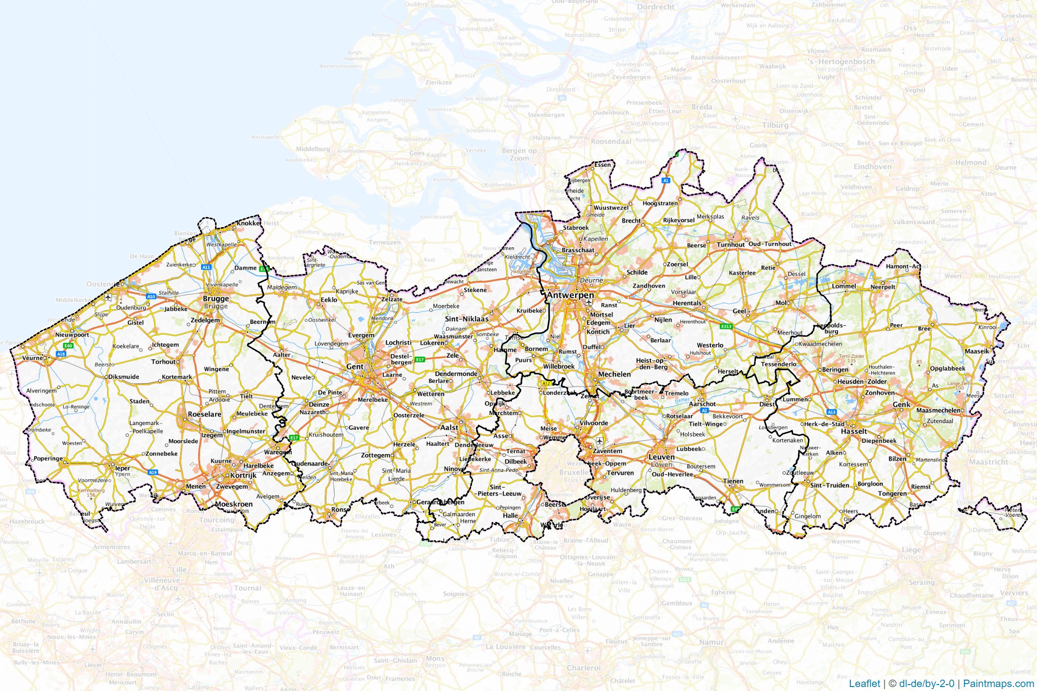 Muestras de recorte de mapas Flemish Region (Bélgica)-1