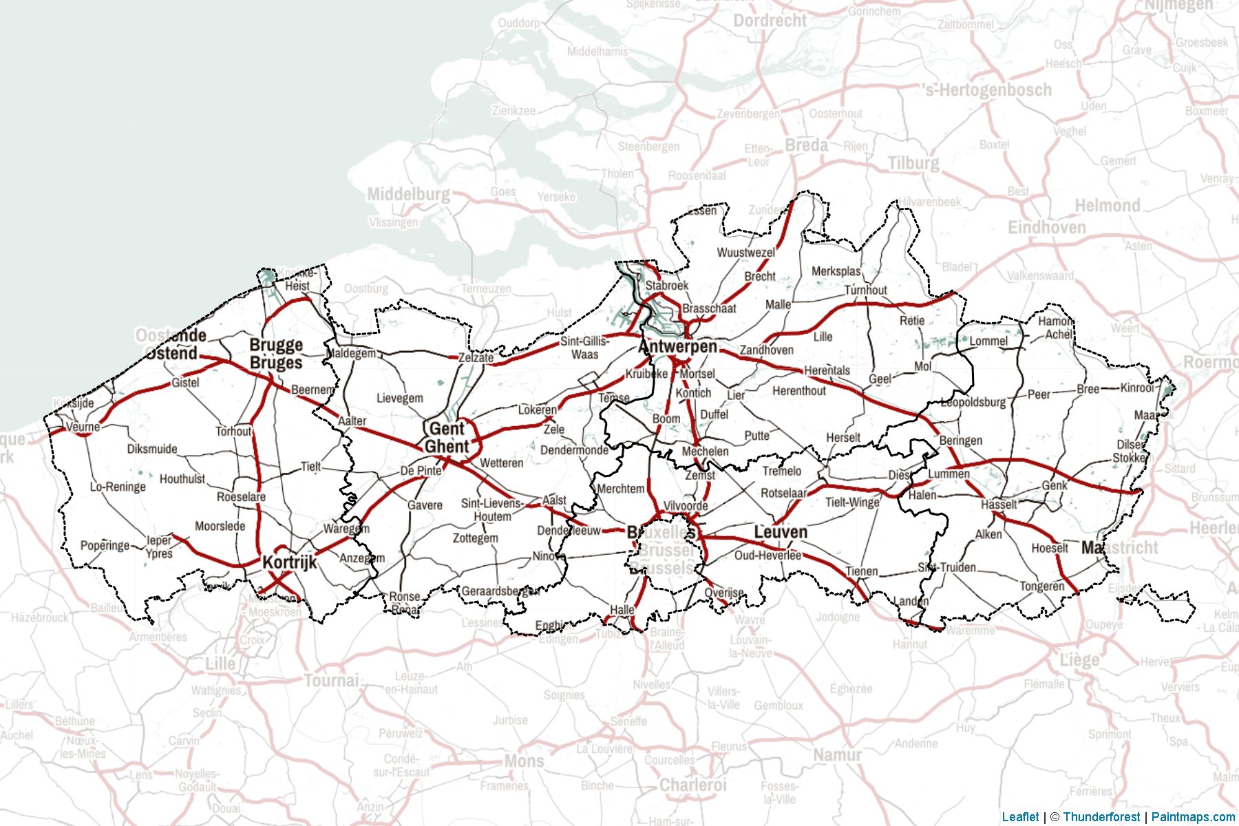 Muestras de recorte de mapas Flemish Region (Bélgica)-2