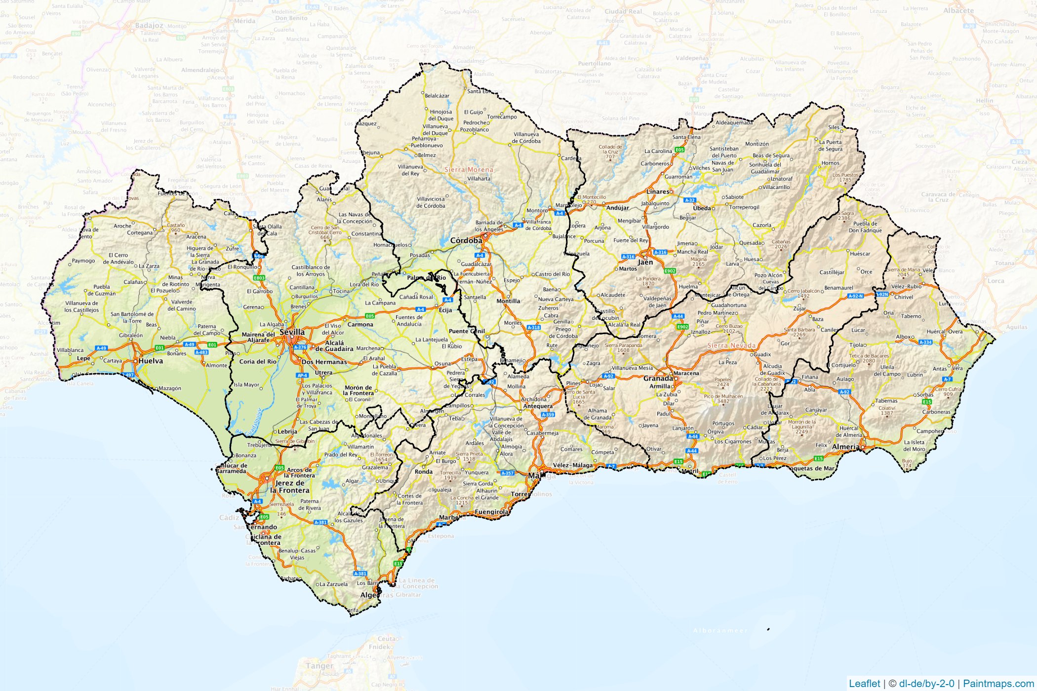 Muestras de recorte de mapas Andalusia (España)-1