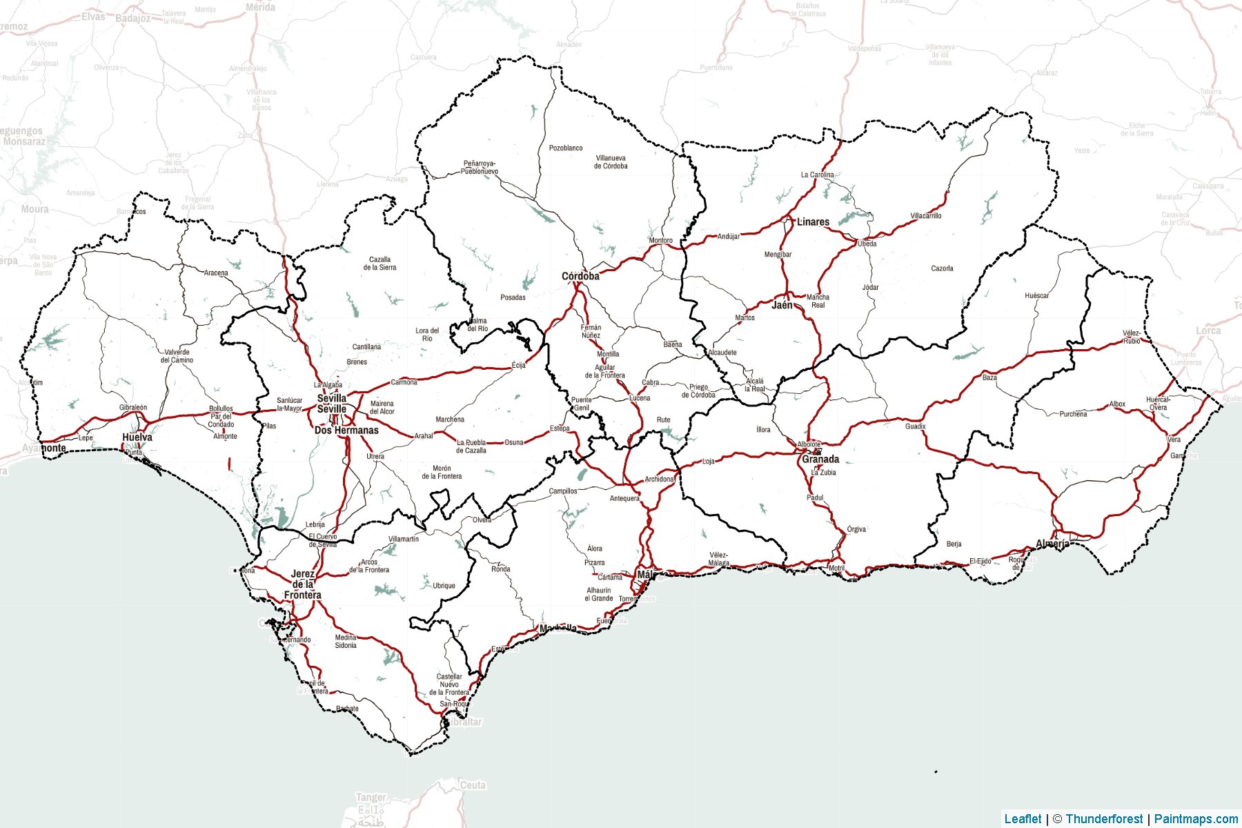 Muestras de recorte de mapas Andalusia (España)-2