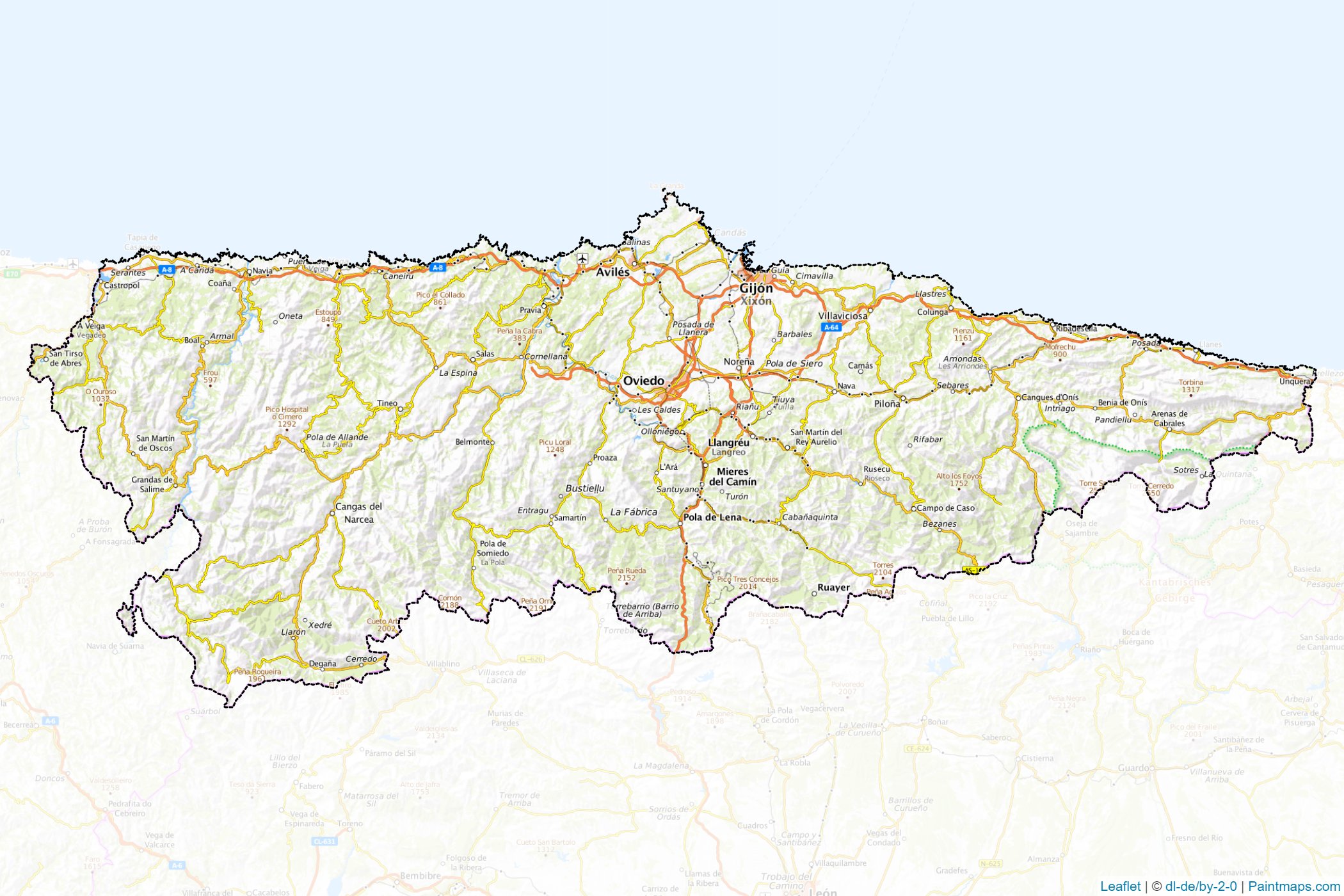 Asturies (İspanya) Haritası Örnekleri-1