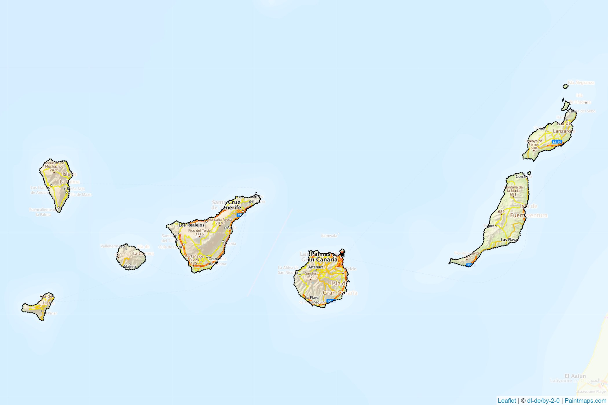 Kanarya Adaları (İspanya) Haritası Örnekleri-1