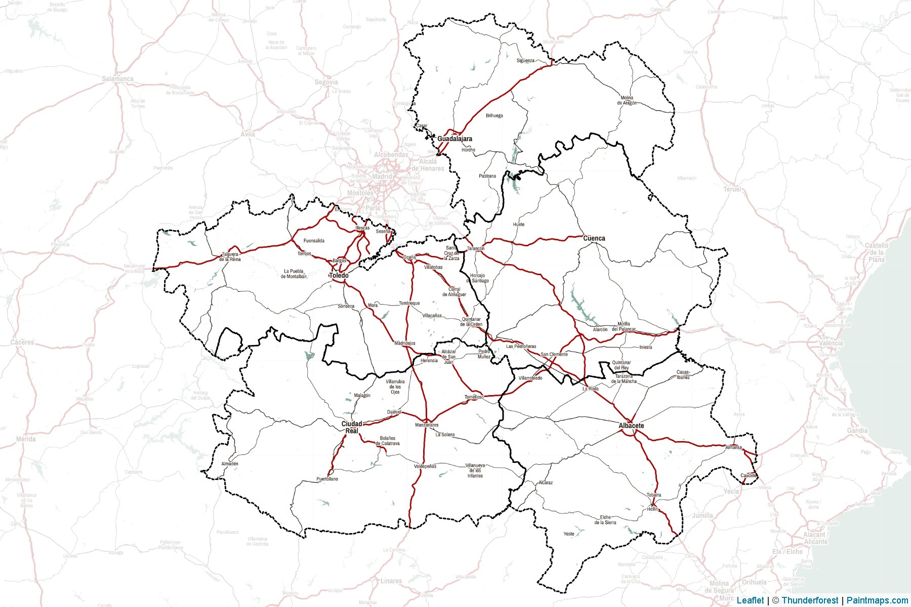 Muestras de recorte de mapas Castile–La Mancha (España)-2