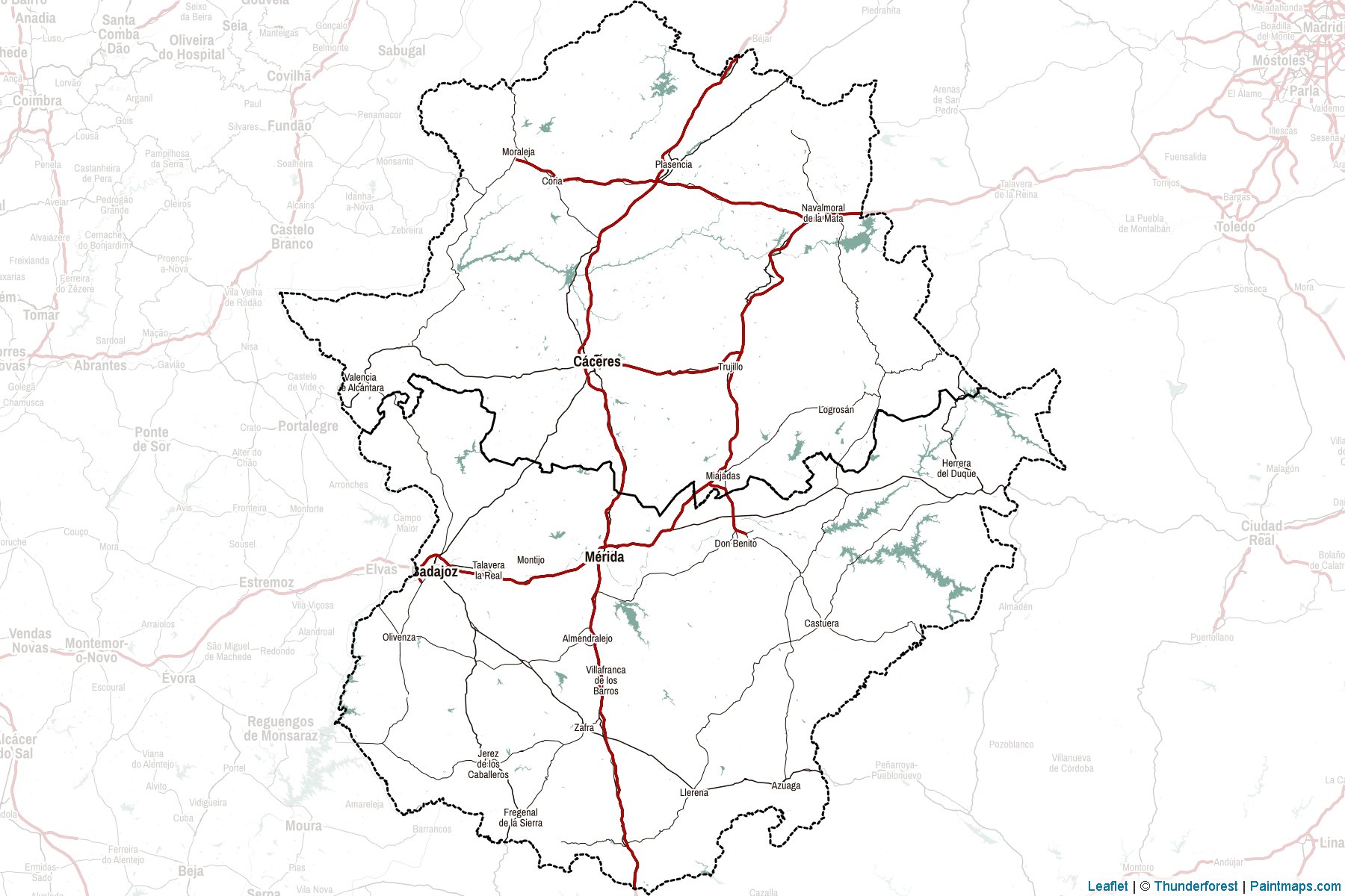 Muestras de recorte de mapas Extremadura (España)-2