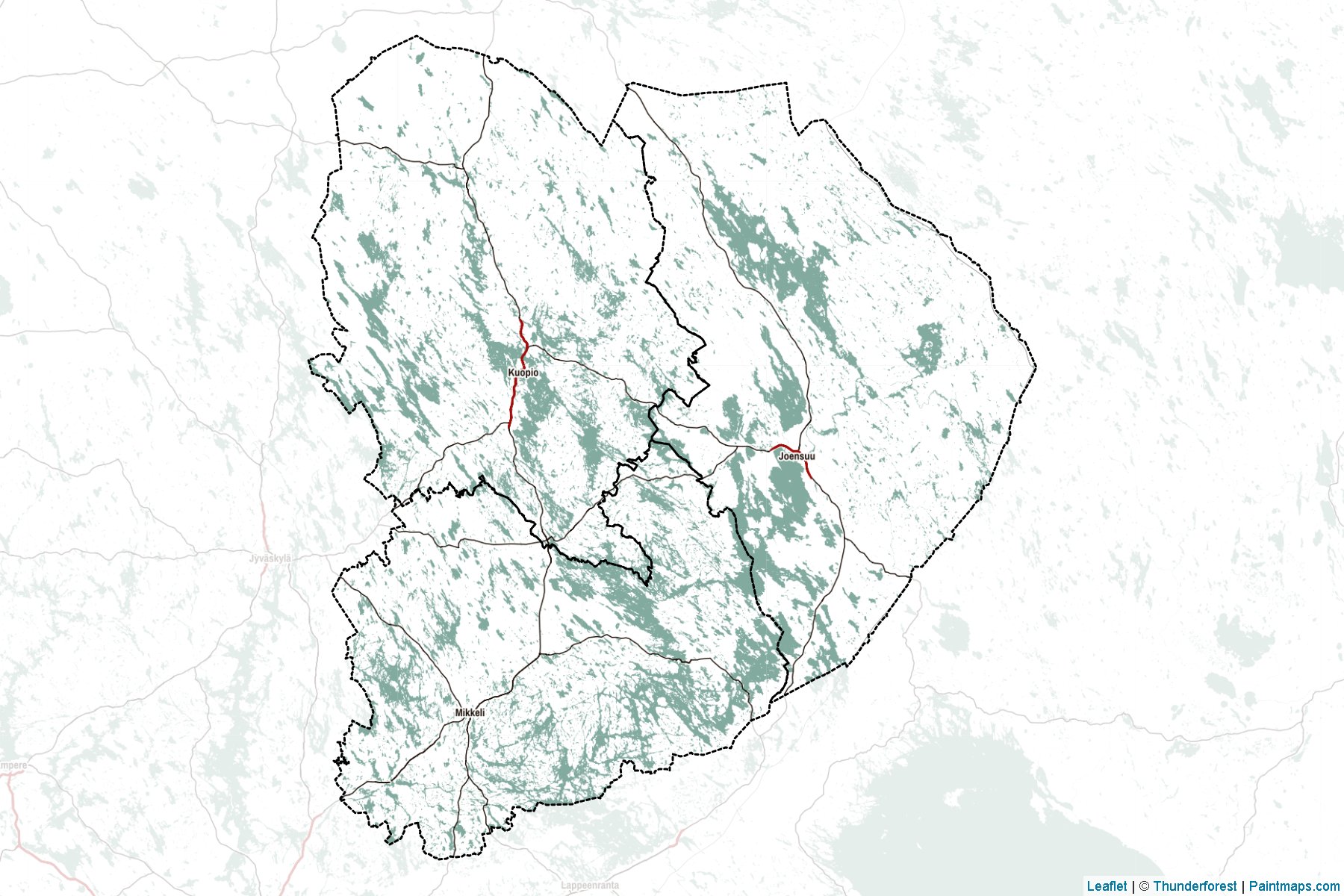 Muestras de recorte de mapas Eastern Finland (Finlandia)-2