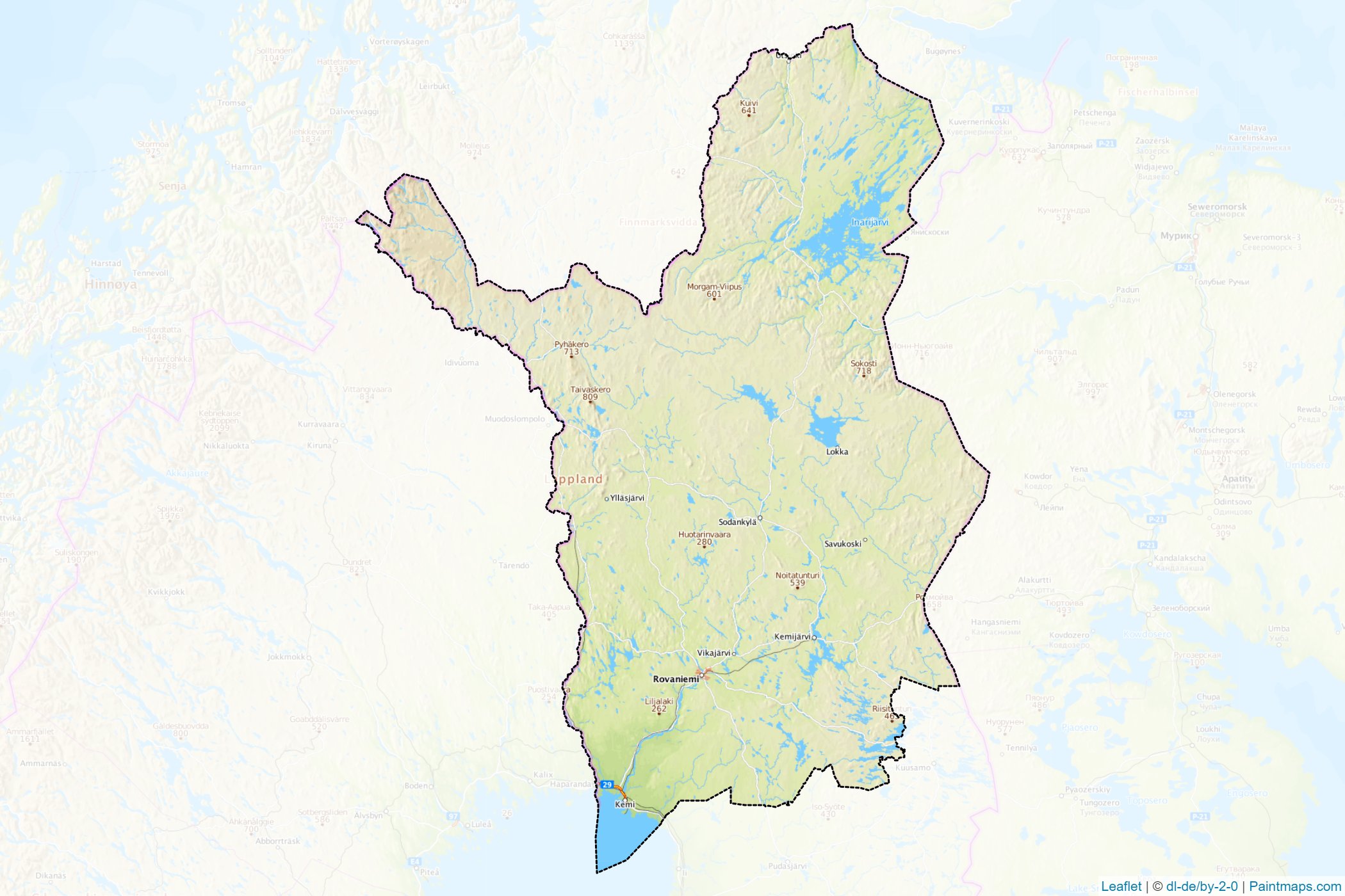 Muestras de recorte de mapas Lapland (Finlandia)-1