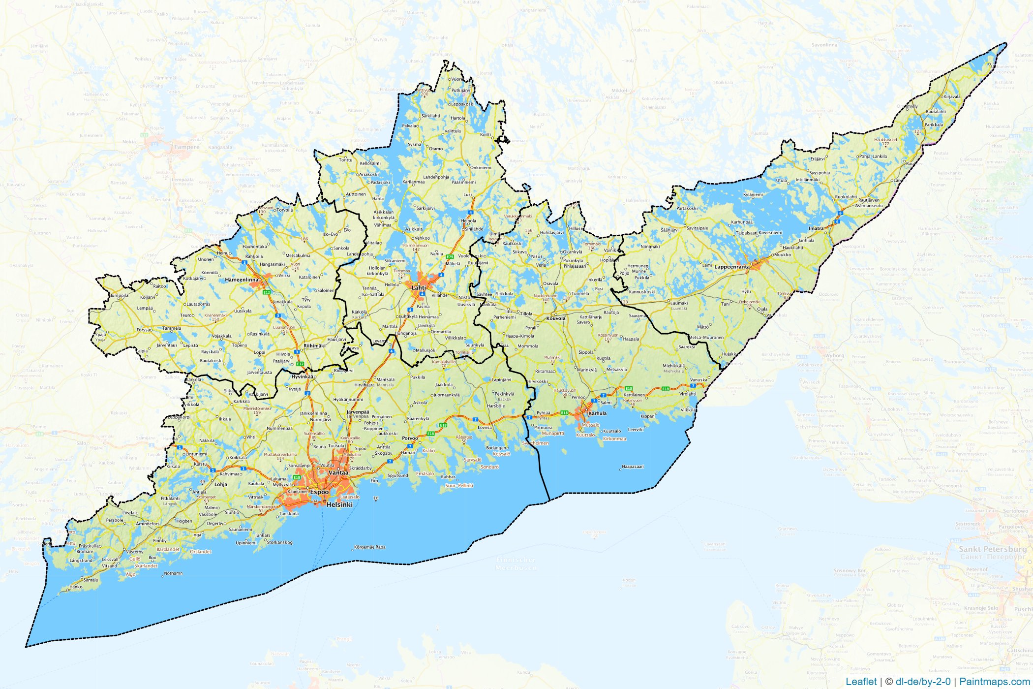 Güney Finlandiya (Finlandiya) Haritası Örnekleri-1