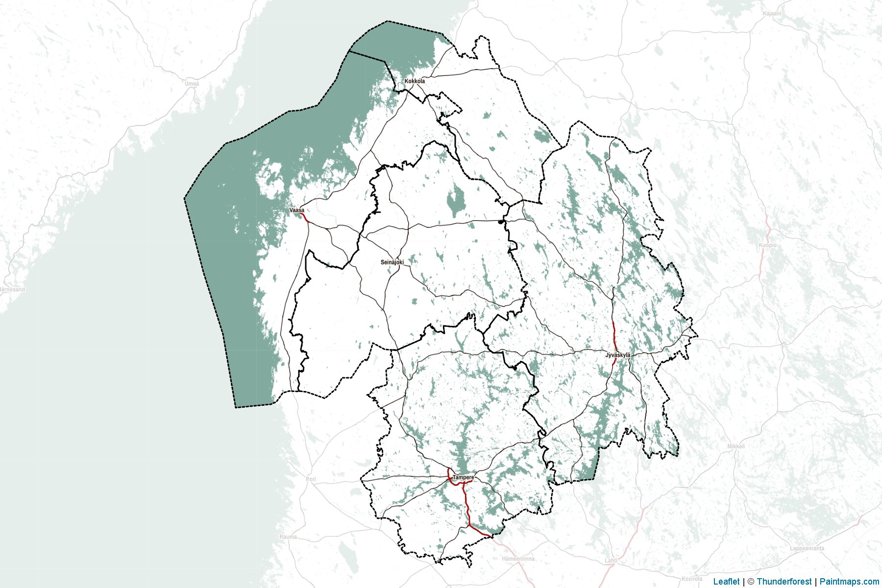 Muestras de recorte de mapas West Finland (Finlandia)-2