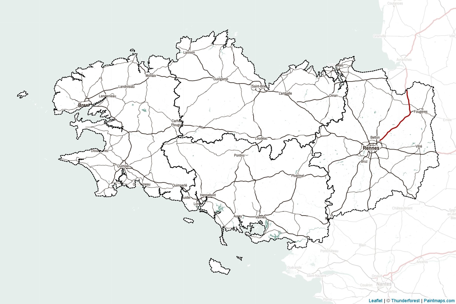 Muestras de recorte de mapas Brittany (Francia)-2