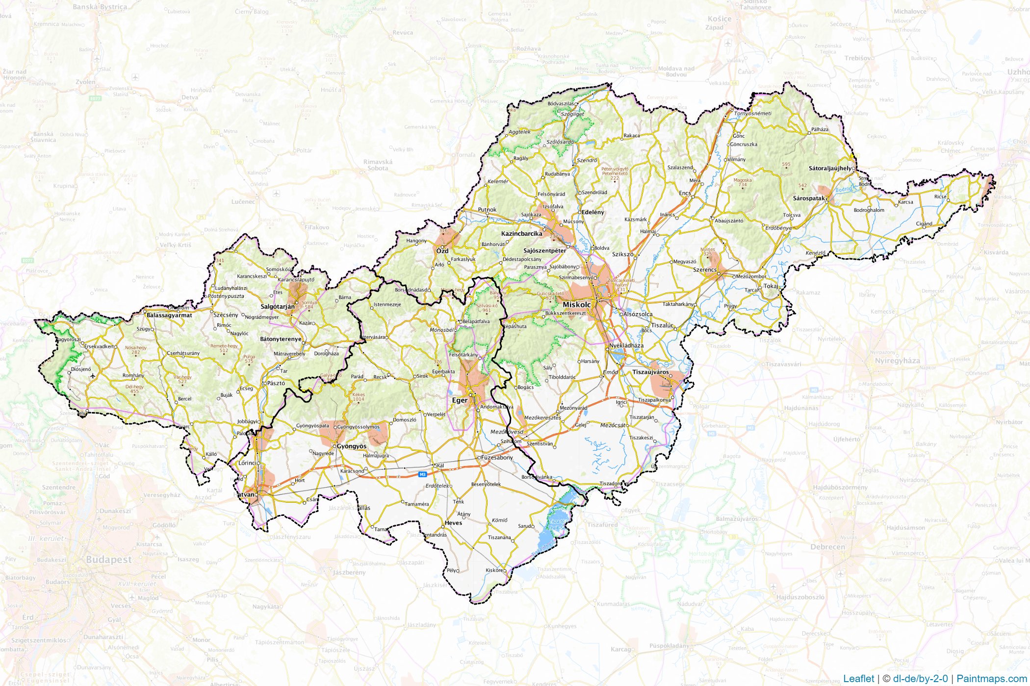 Muestras de recorte de mapas Northern Hungary (Hungría)-1