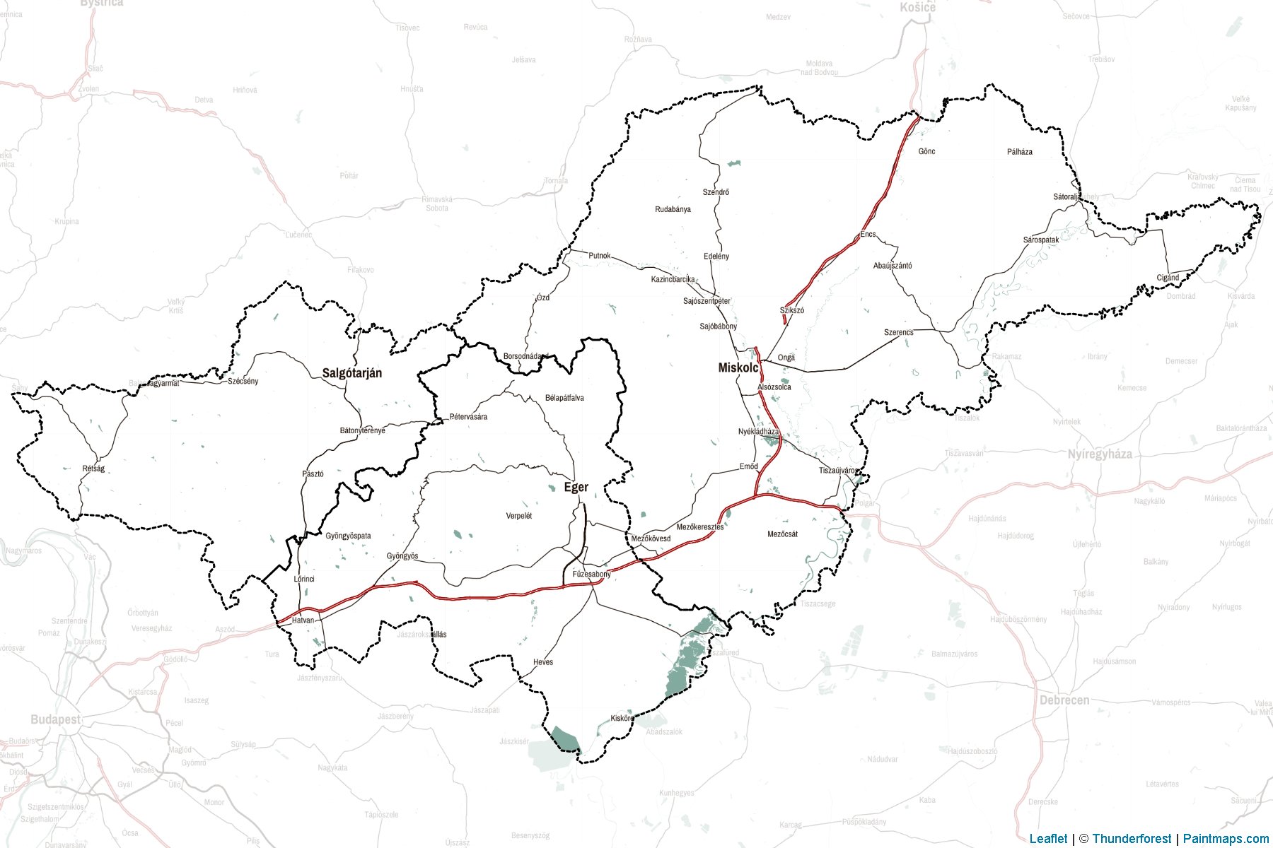 Muestras de recorte de mapas Northern Hungary (Hungría)-2