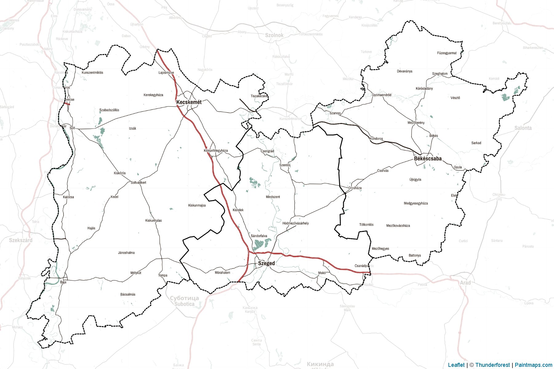 Muestras de recorte de mapas Southern Great Plain (Hungría)-2