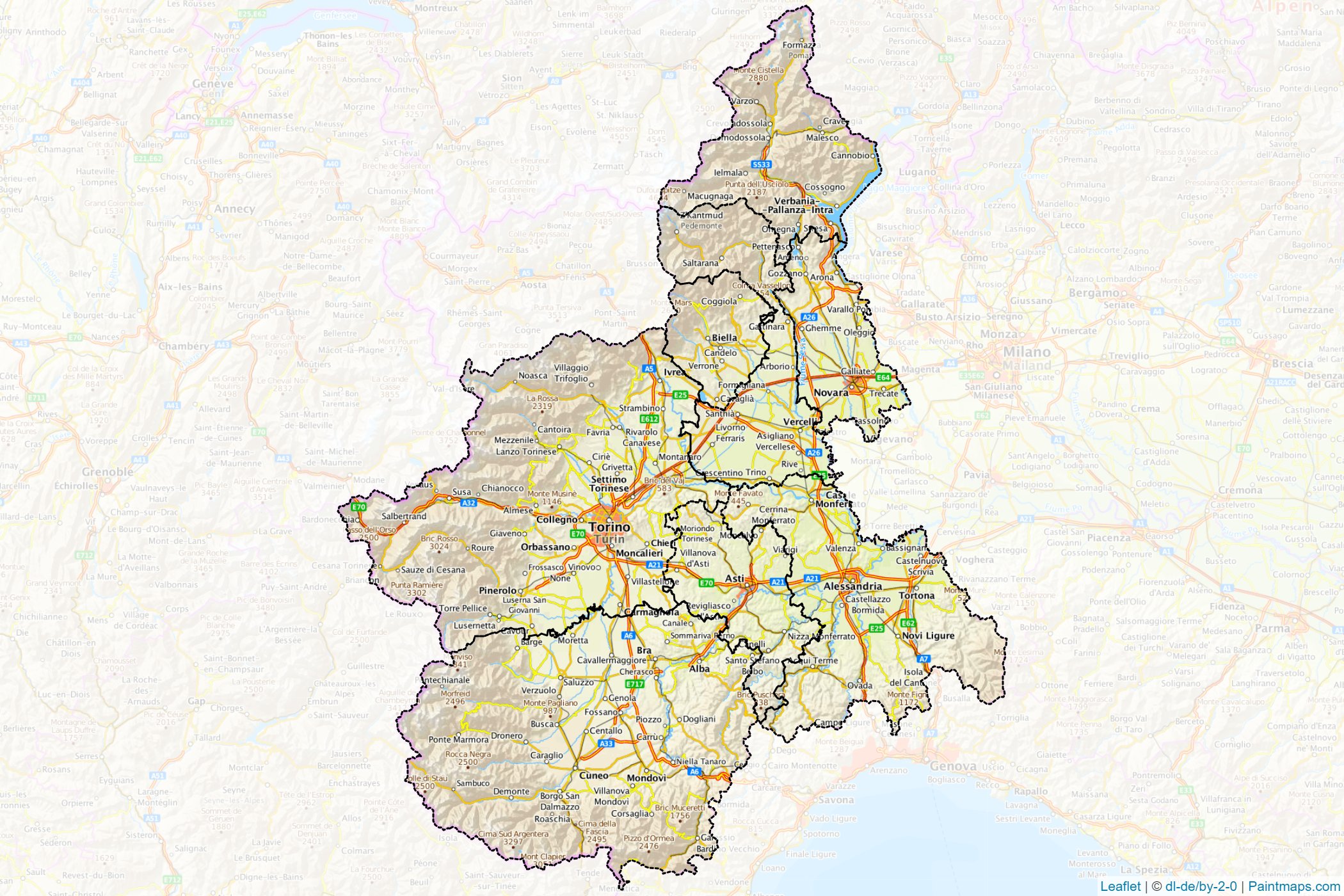 Piedmont (Italy) Map Cropping Samples-1