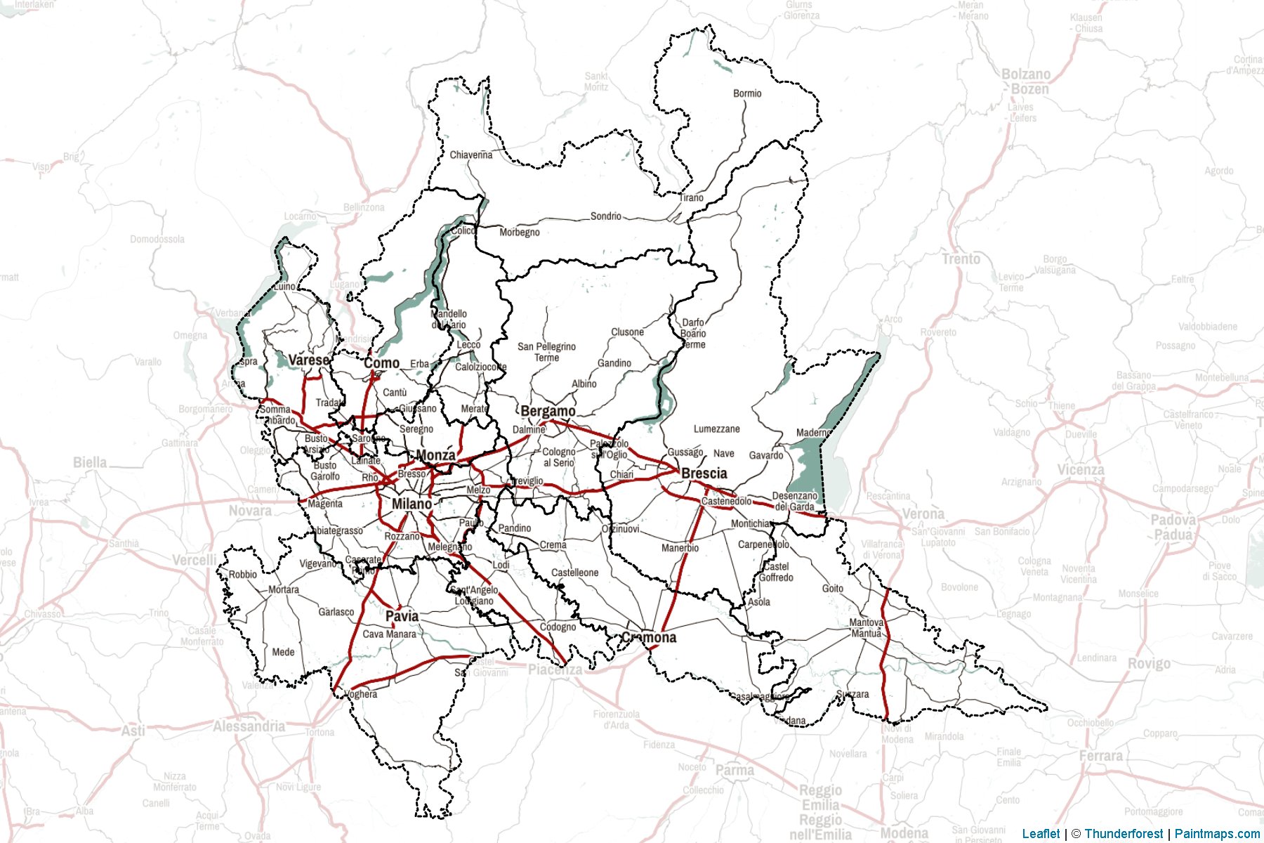 Muestras de recorte de mapas Lombardy (Italia)-2