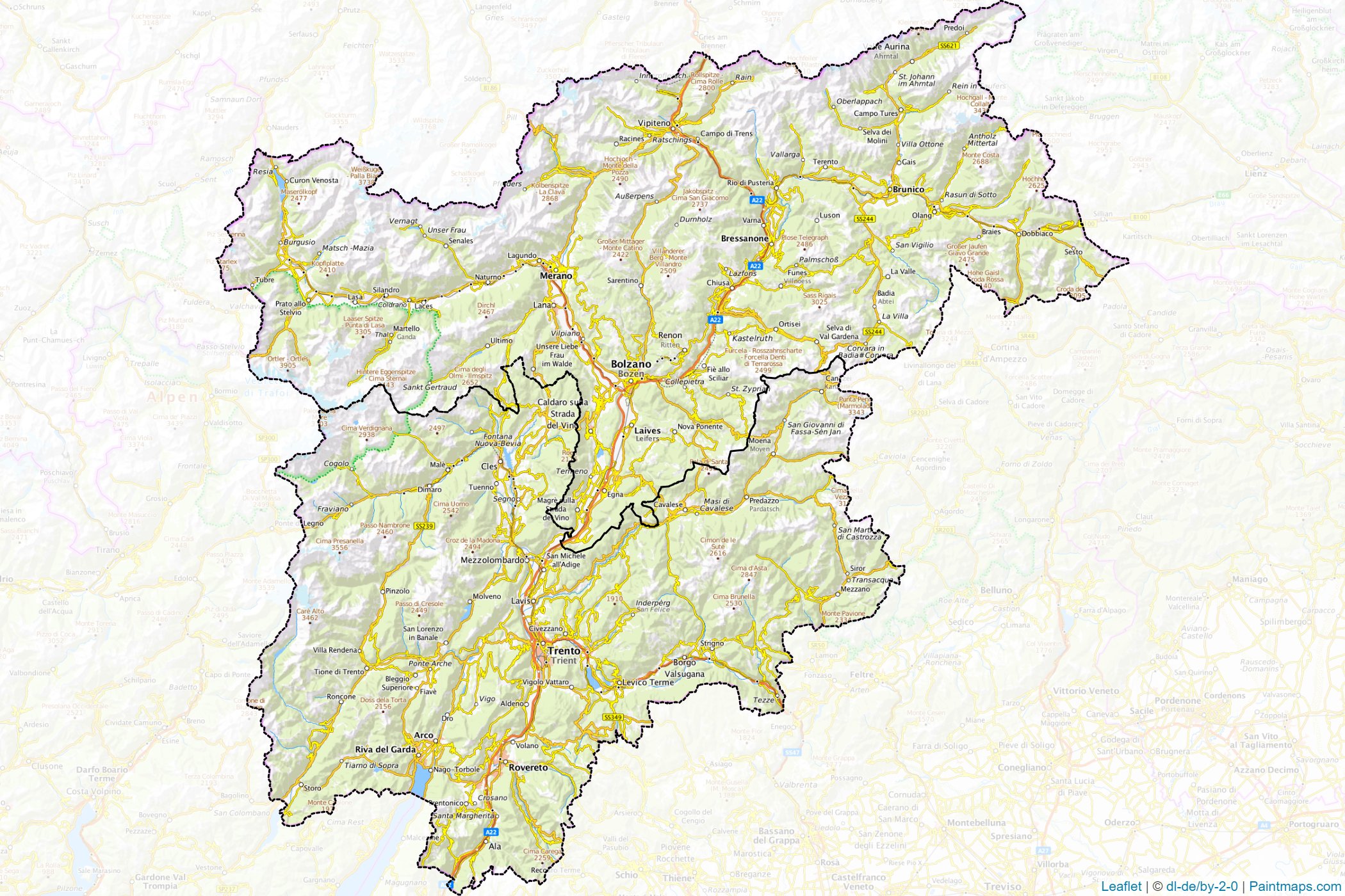 Trentino-South Tyrol (Italy) Map Cropping Samples-1