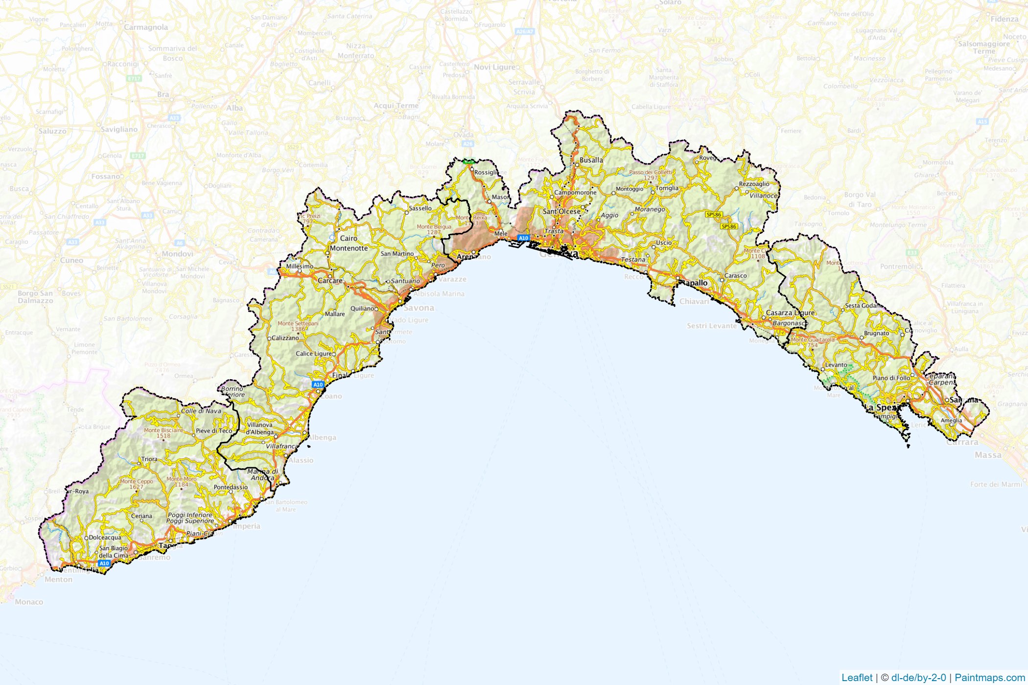 Muestras de recorte de mapas Liguria (Italia)-1