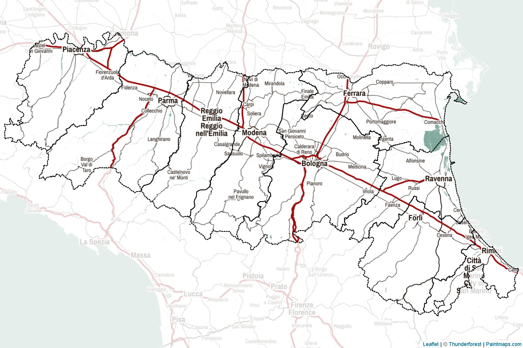 Muestras de recorte de mapas Emilia-Romagna (Italia)-2