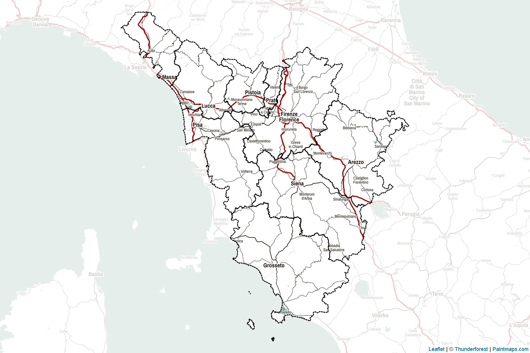 Muestras de recorte de mapas Toscany (Italia)-2