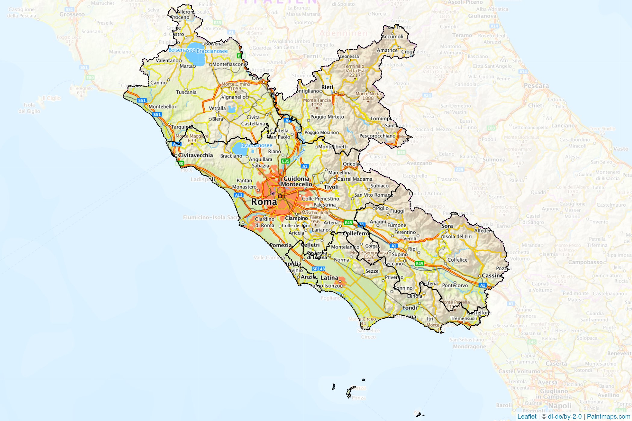 Muestras de recorte de mapas Lazio (Italia)-1