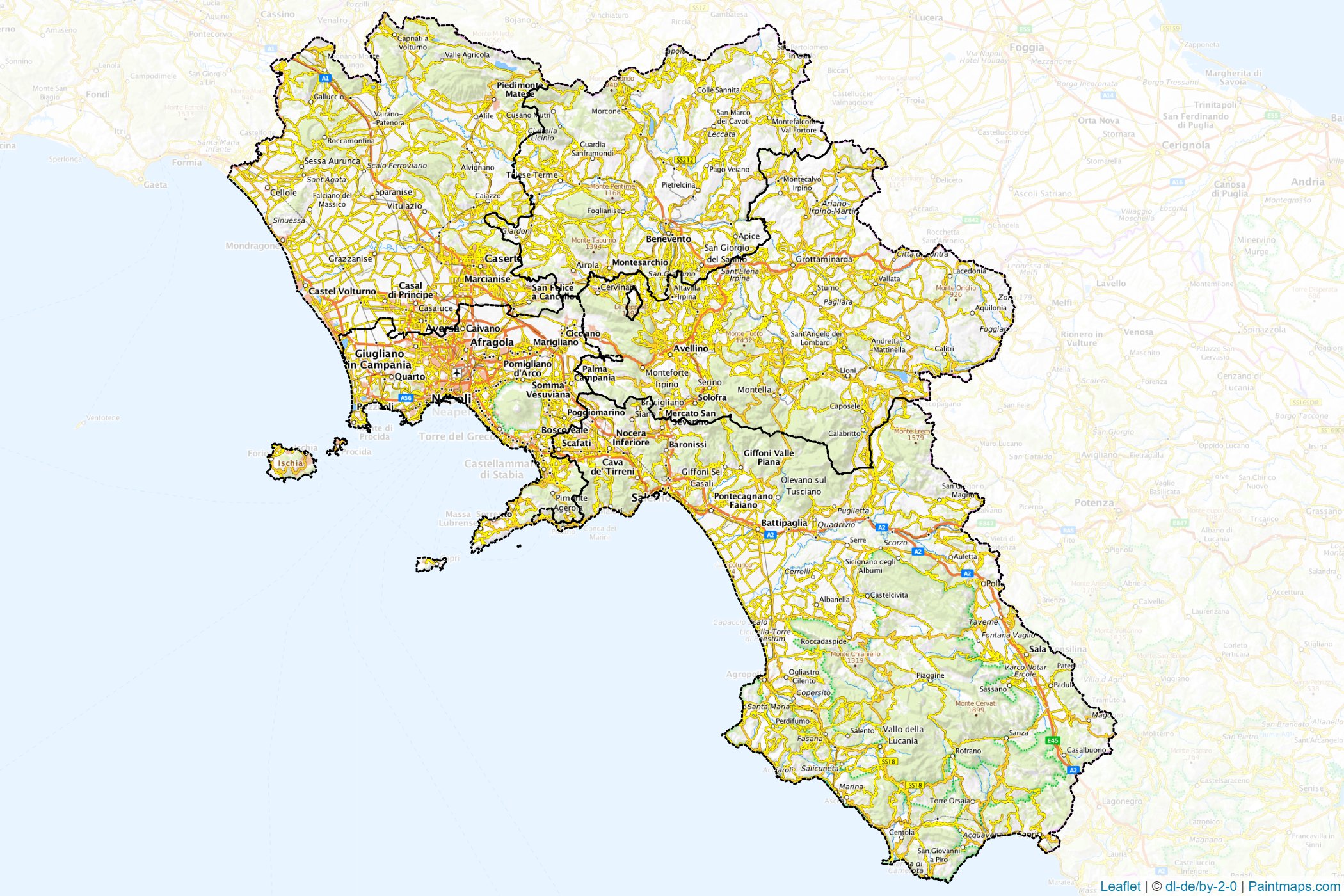 Muestras de recorte de mapas Campania (Italia)-1