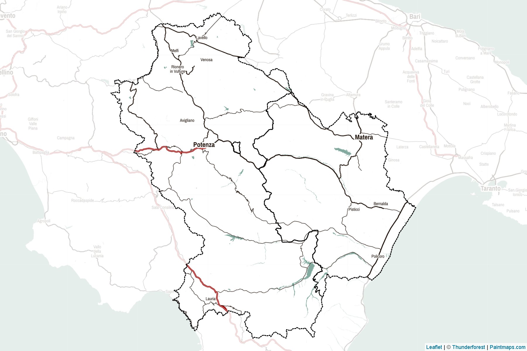 Muestras de recorte de mapas Basilicata (Italia)-2