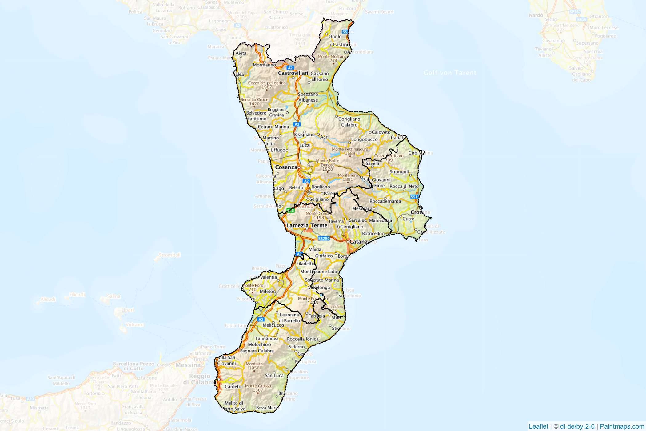 Muestras de recorte de mapas Calabria (Italia)-1