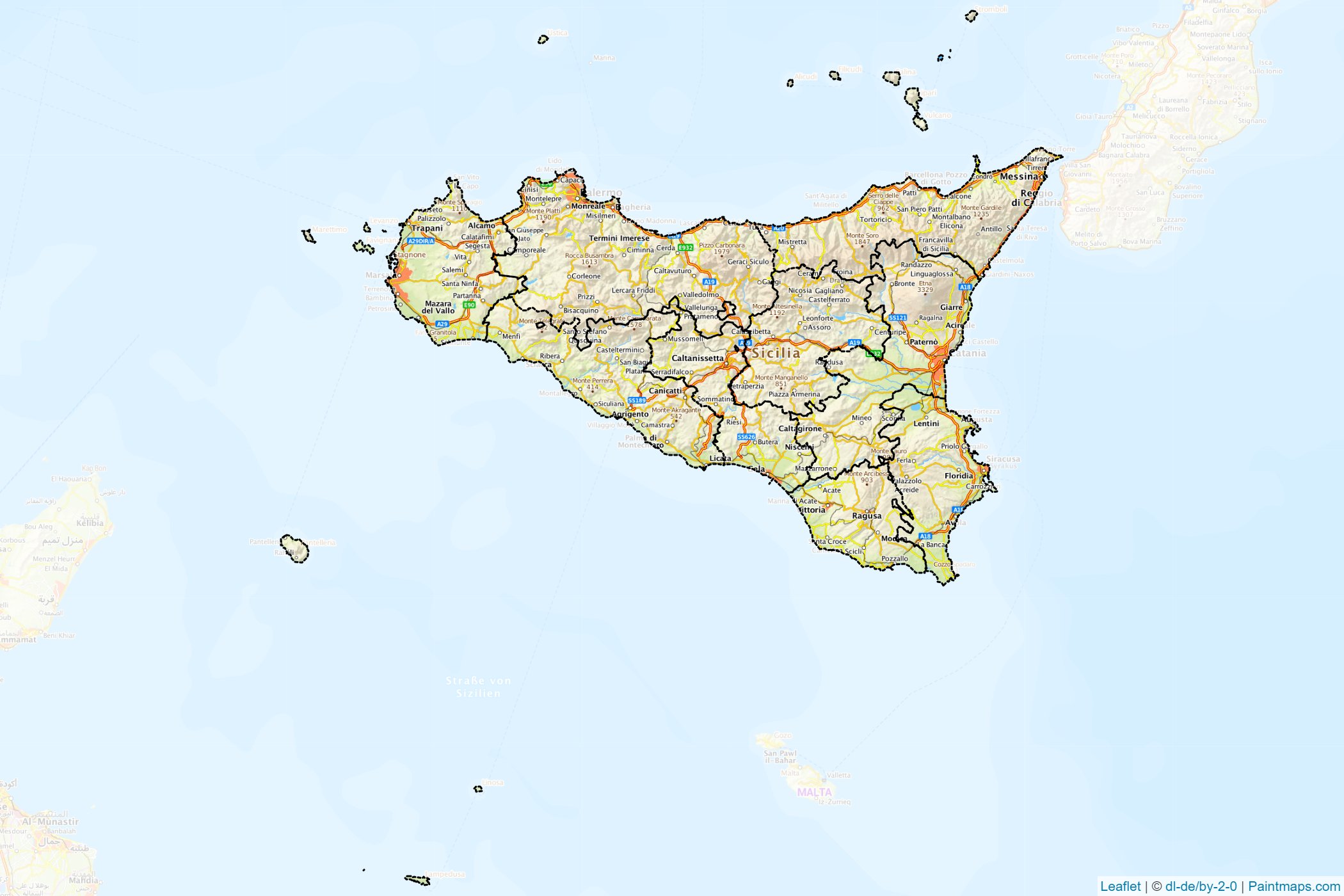 Muestras de recorte de mapas Sicily (Italia)-1