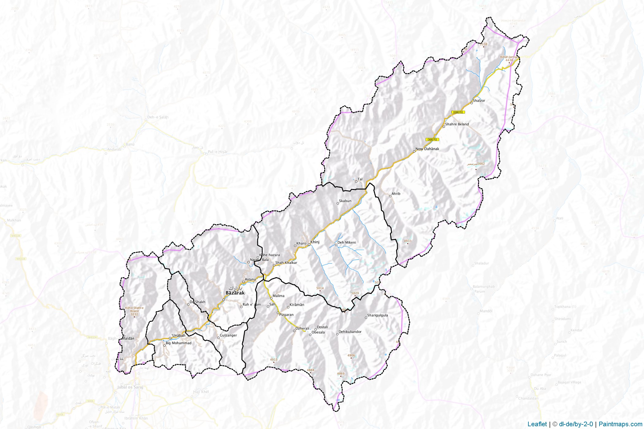 Pençşir Vilayeti (Afganistan) Haritası Örnekleri-1