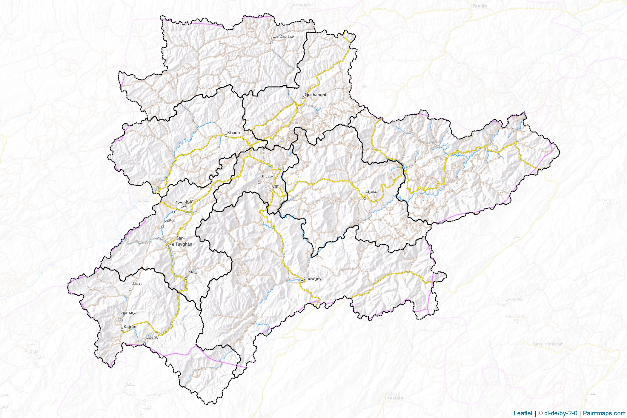 Muestras de recorte de mapas Daikondi (Afganistán)-1