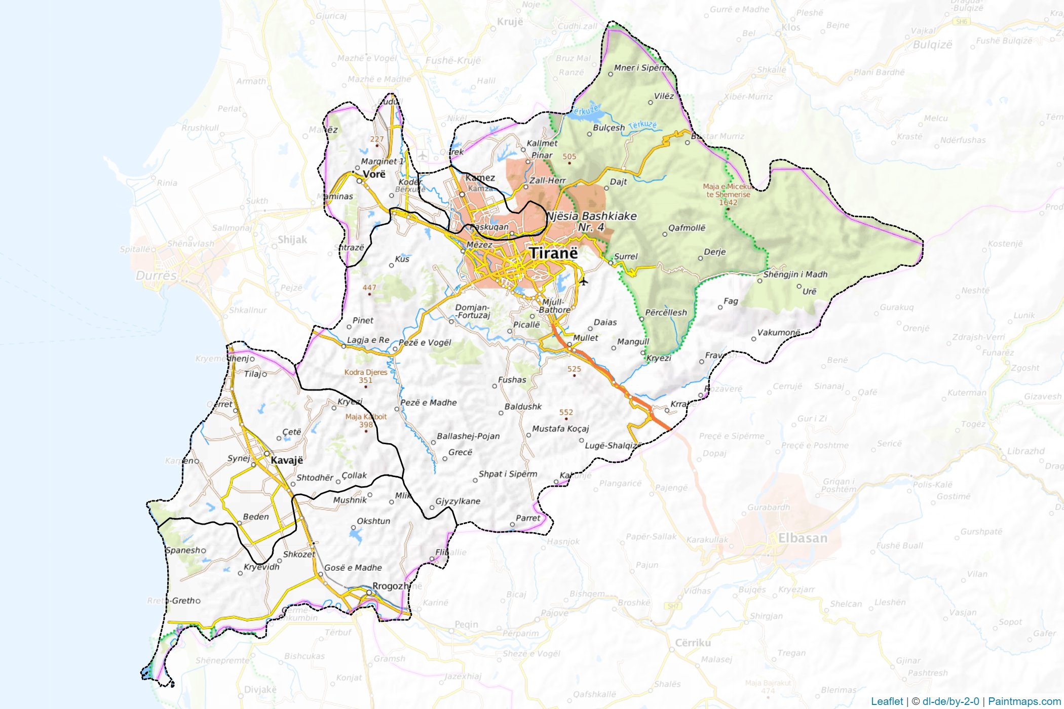 Muestras de recorte de mapas Tiranë (Albania)-1