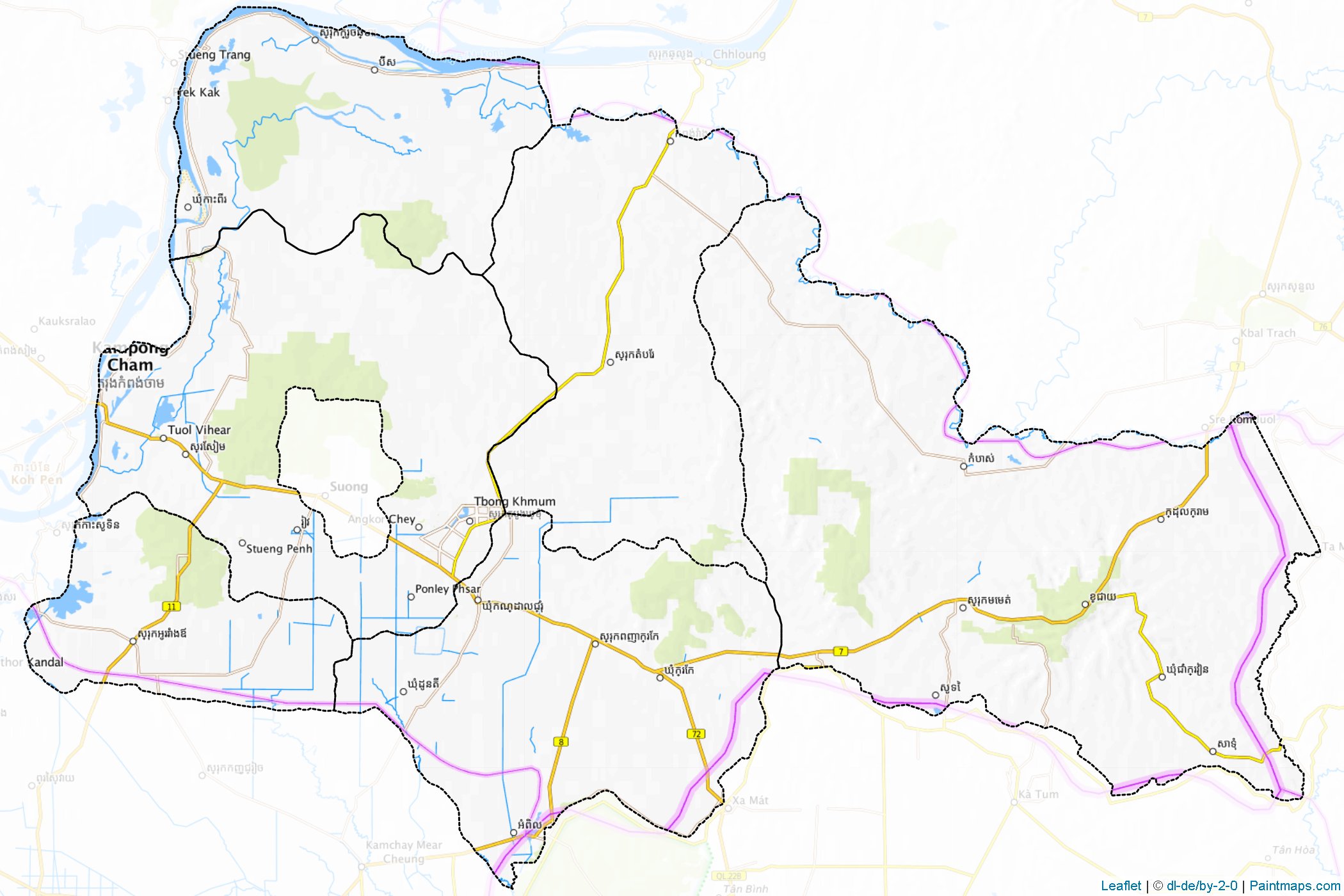 Tboung Khmum (Kamboçya) Haritası Örnekleri-1