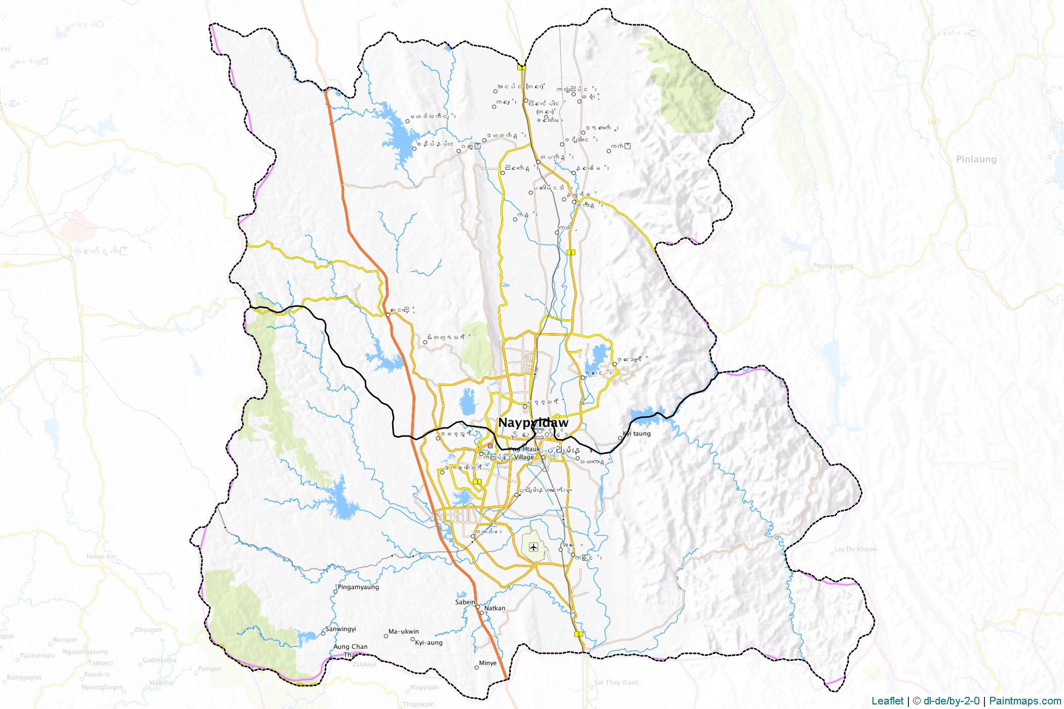 Muestras de recorte de mapas Naypyitaw (Myanmar)-1