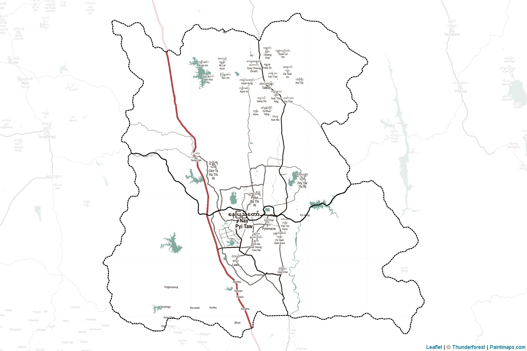 Muestras de recorte de mapas Naypyitaw (Myanmar)-2