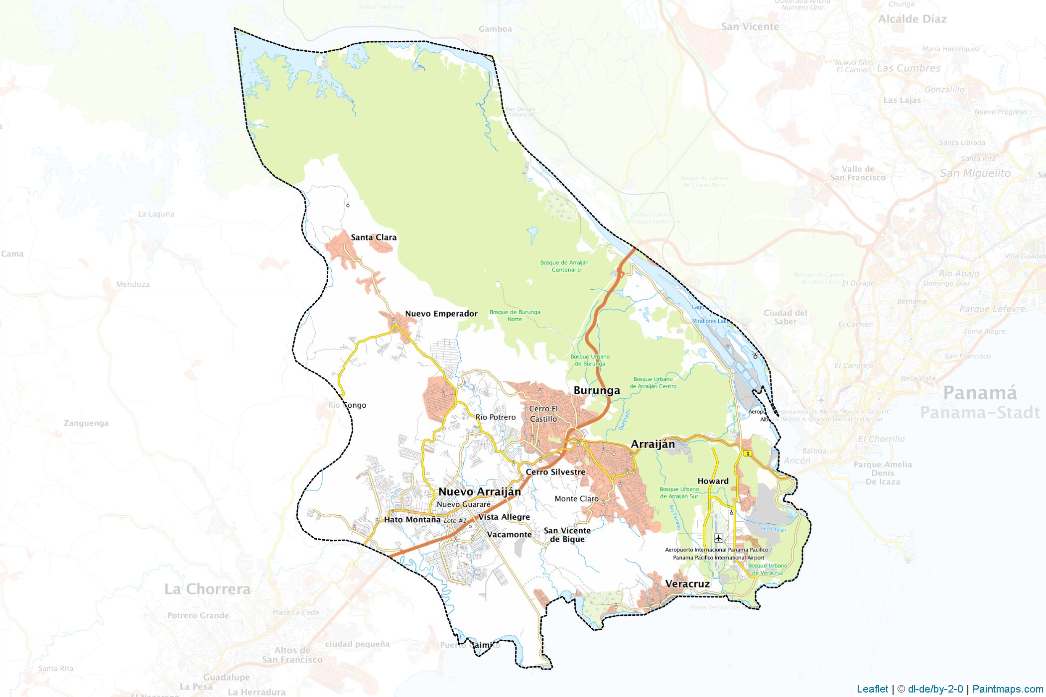 Muestras de recorte de mapas Panama Oeste (Panamá)-1