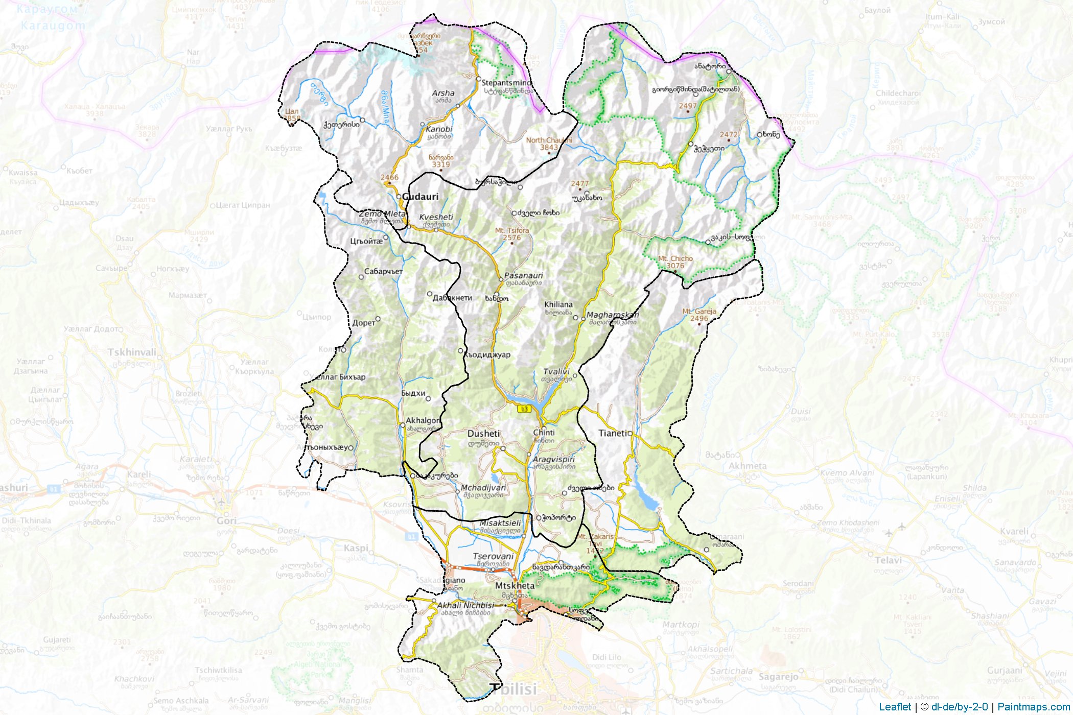 Muestras de recorte de mapas Mtskheta-Mtianeti (Georgia)-1