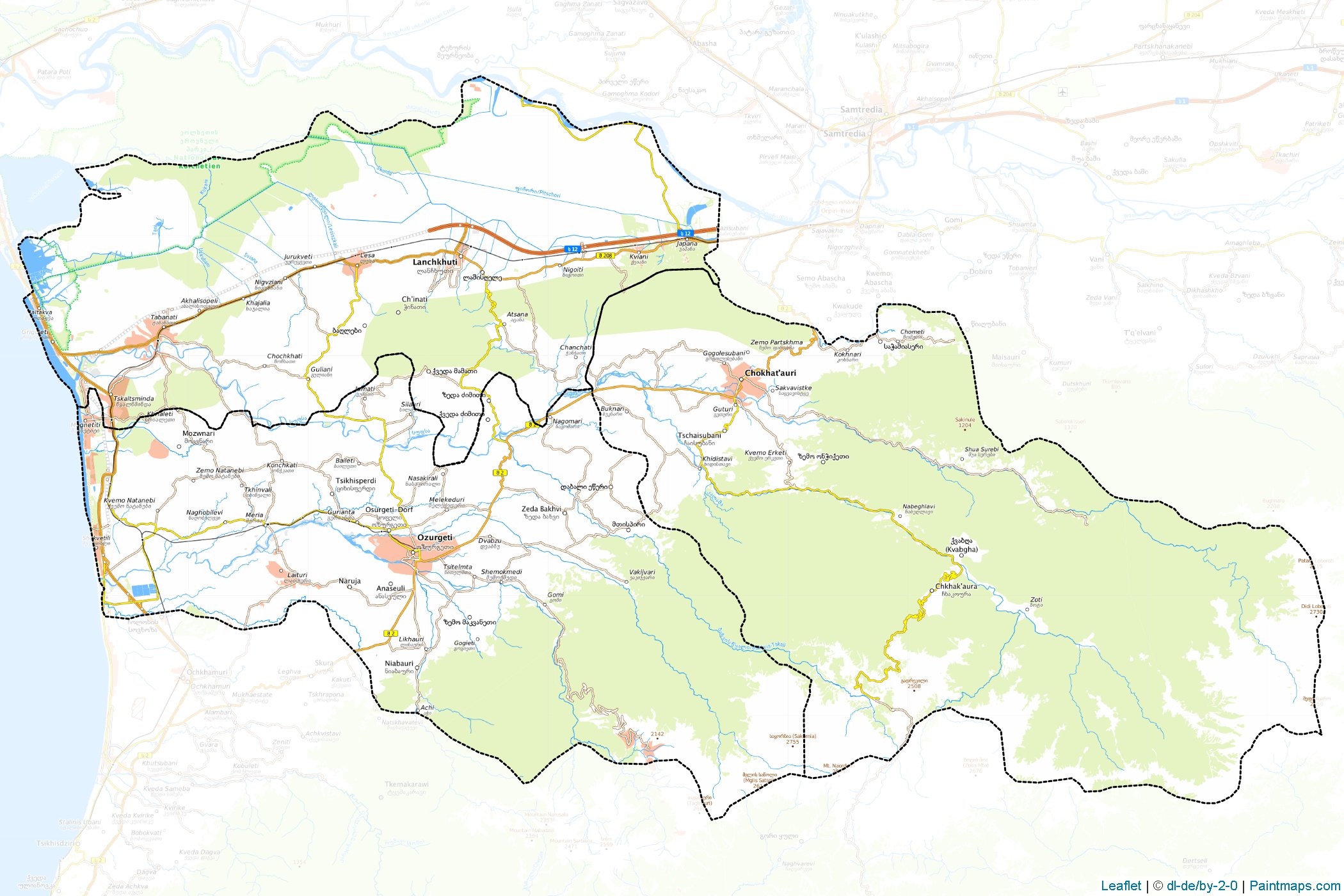 Muestras de recorte de mapas Guria (Georgia)-1