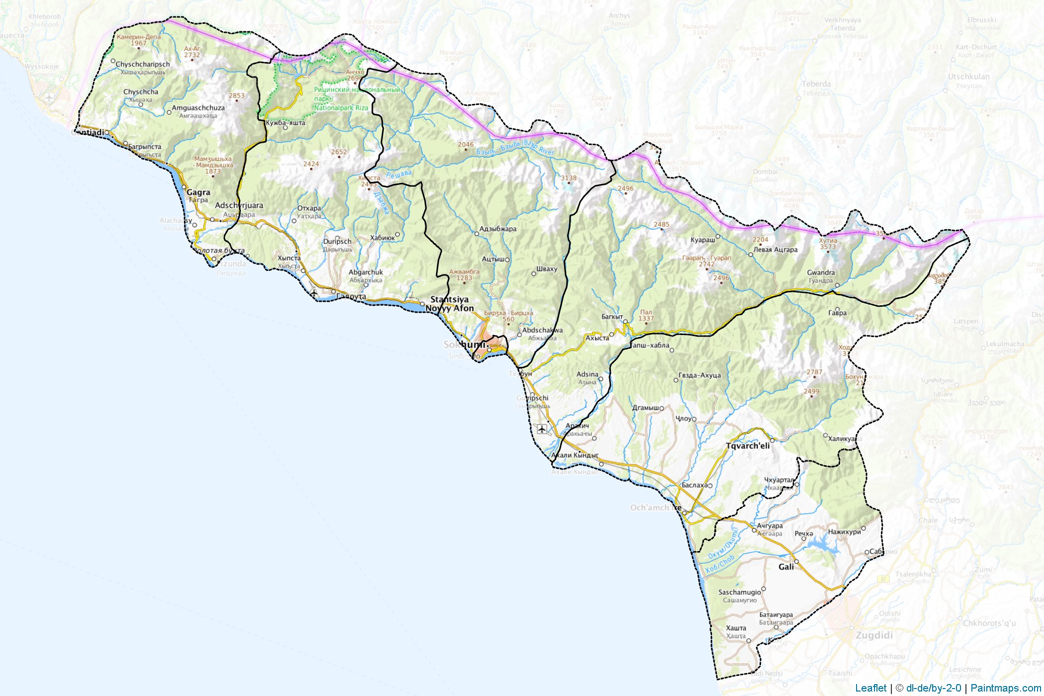 Muestras de recorte de mapas Abkhazeti Autonomous Republic (Georgia)-1