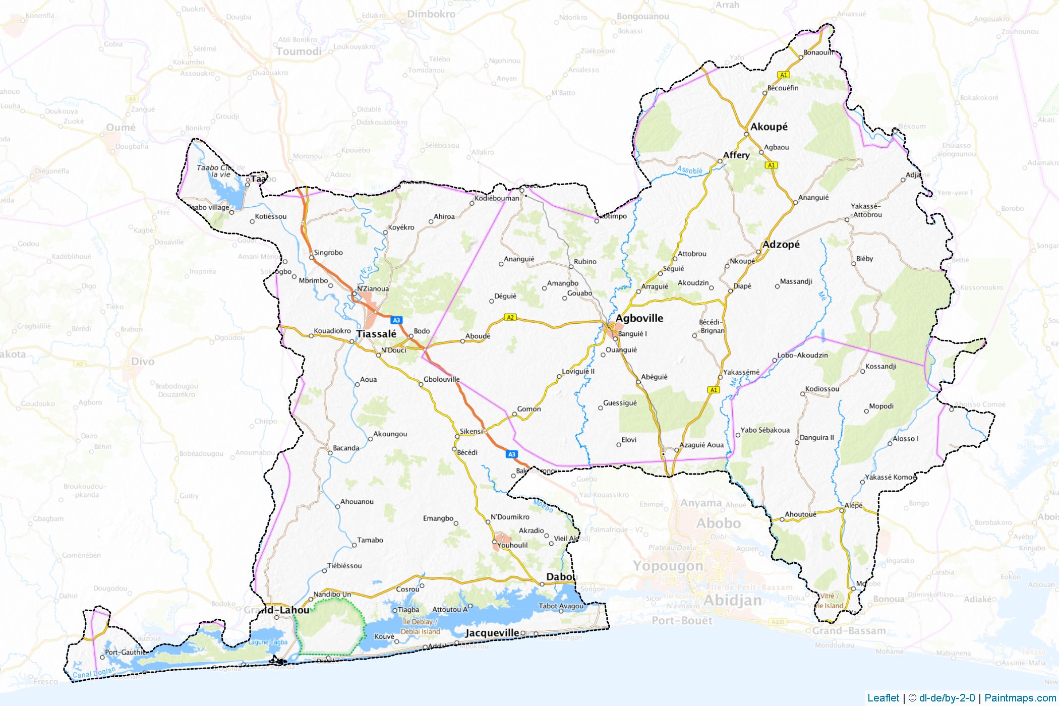 Muestras de recorte de mapas Lagunes (Costa de Marfil)-1