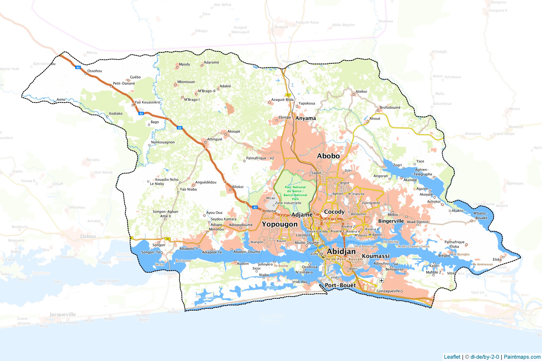 Muestras de recorte de mapas Abidjan (Costa de Marfil)-1