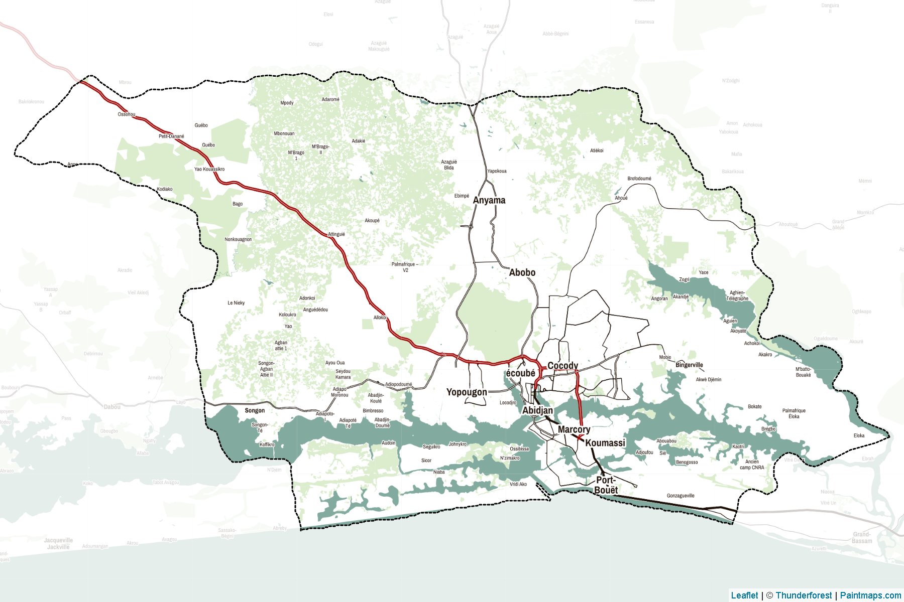 Muestras de recorte de mapas Abidjan (Costa de Marfil)-2