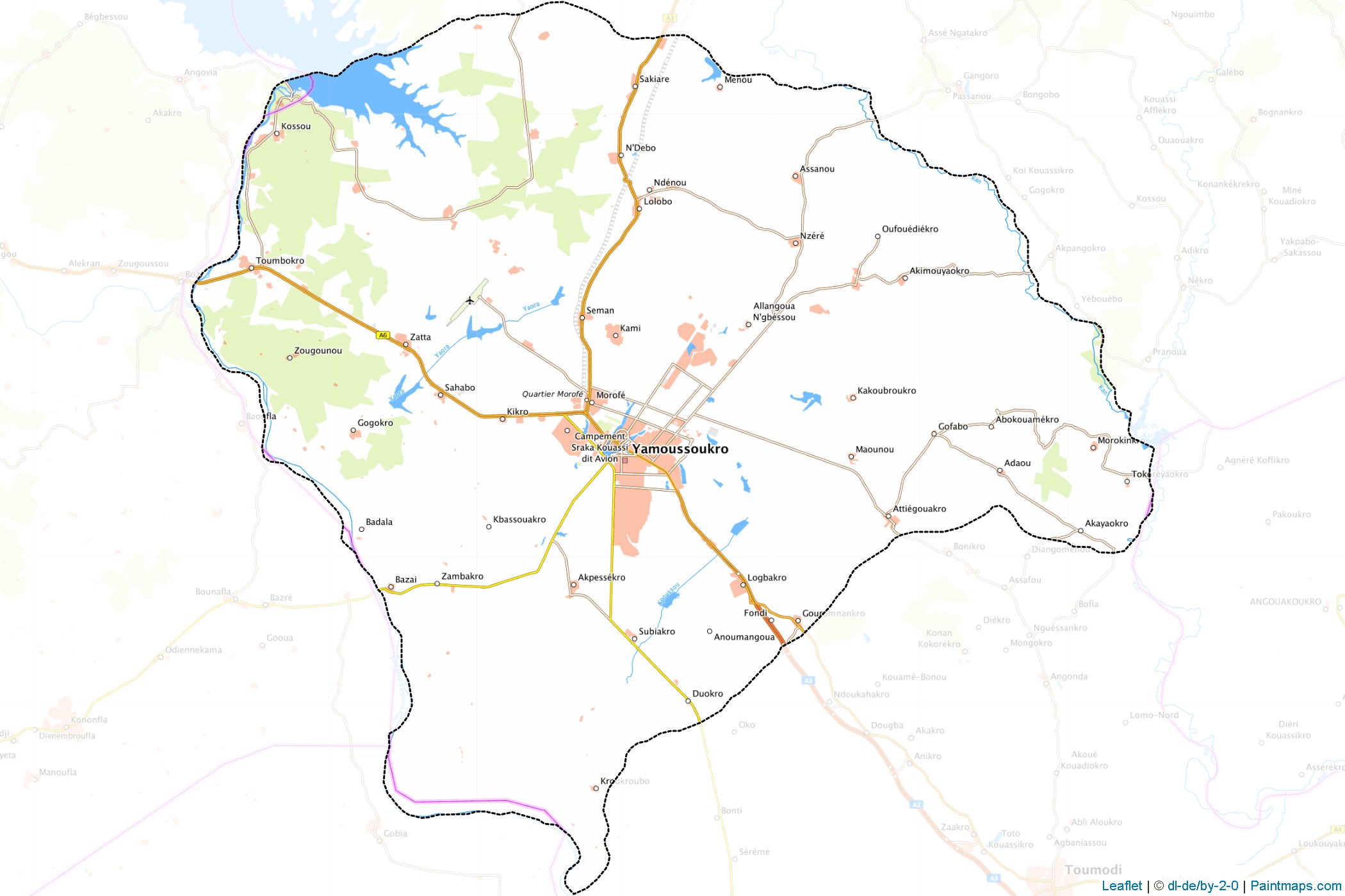 Muestras de recorte de mapas Yamoussoukro (Costa de Marfil)-1