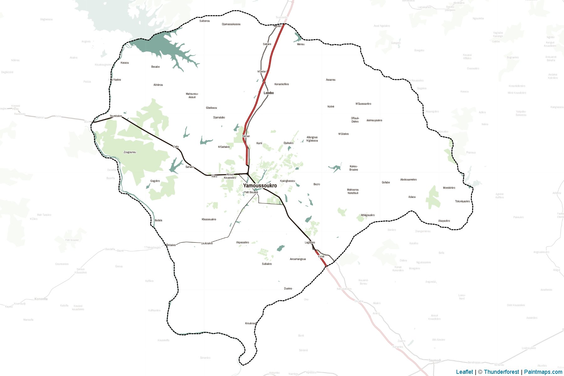 Muestras de recorte de mapas Yamoussoukro (Costa de Marfil)-2