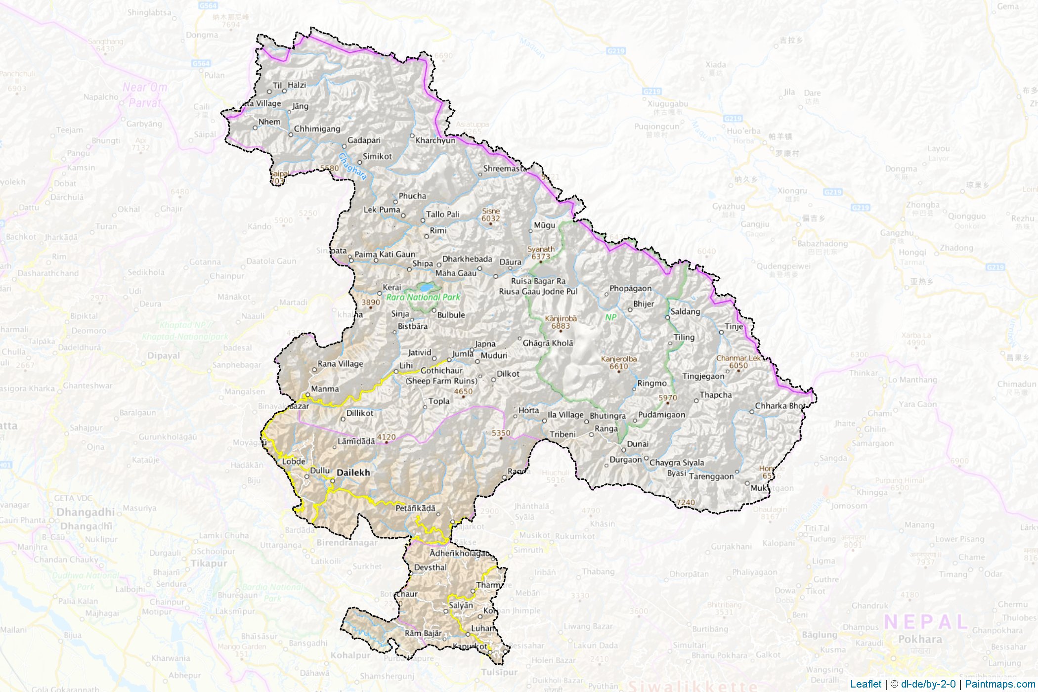 Muestras de recorte de mapas Province No. 6 (Nepal)-1