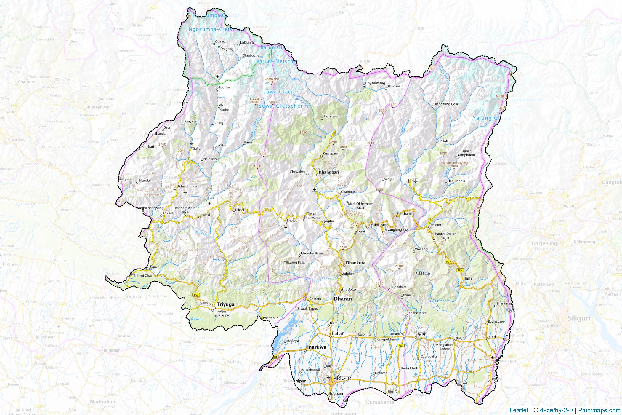 Muestras de recorte de mapas Province No. 1 (Nepal)-1