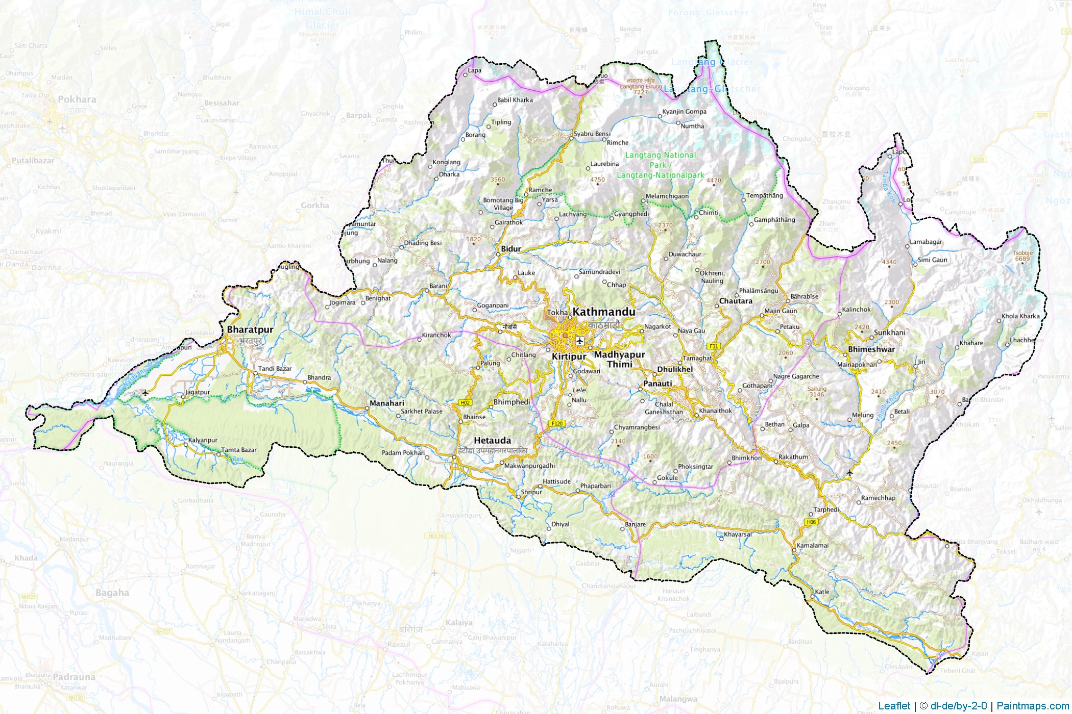 Muestras de recorte de mapas Province No. 3 (Nepal)-1