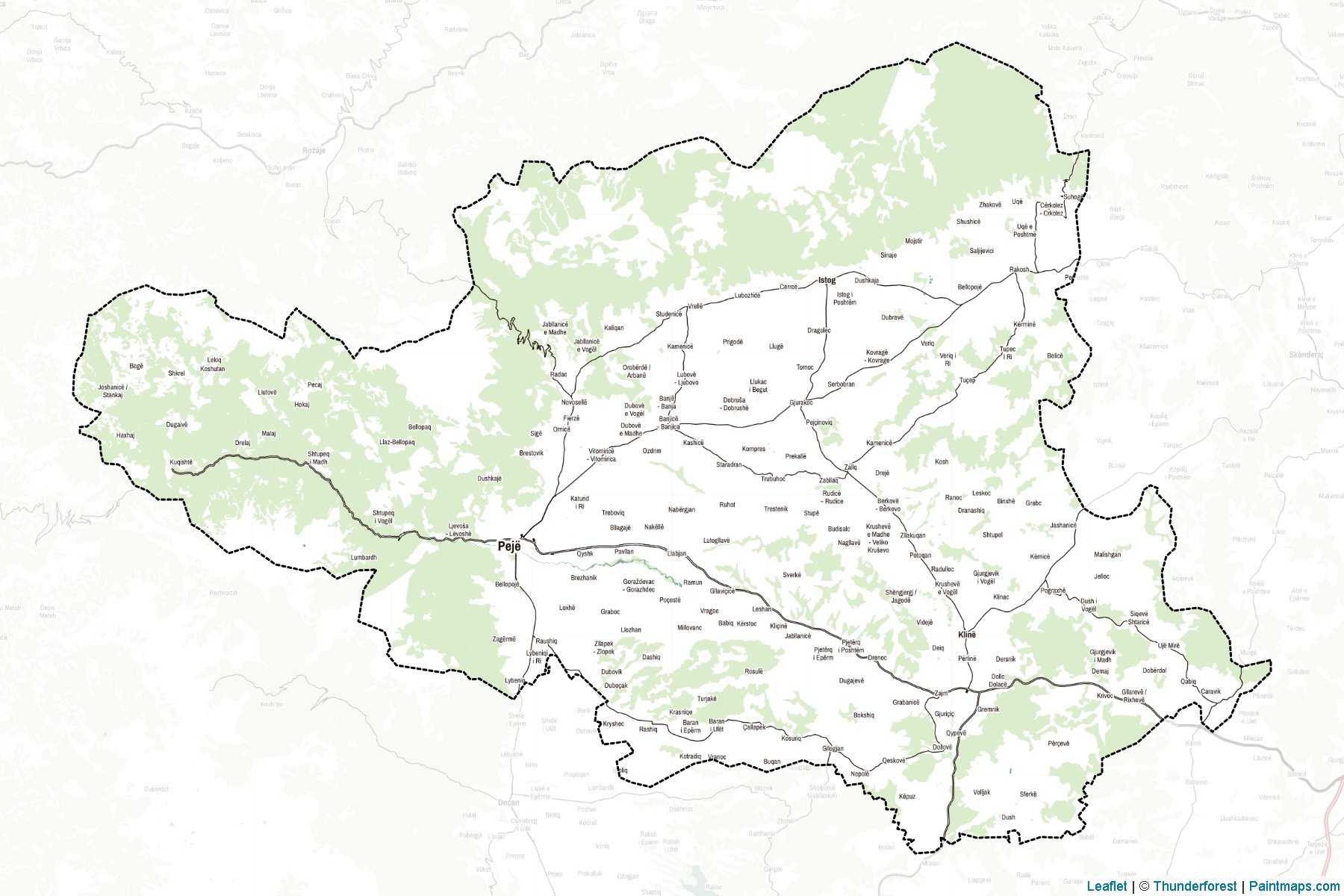 Muestras de recorte de mapas Peja-Pec (Kosovo)-2