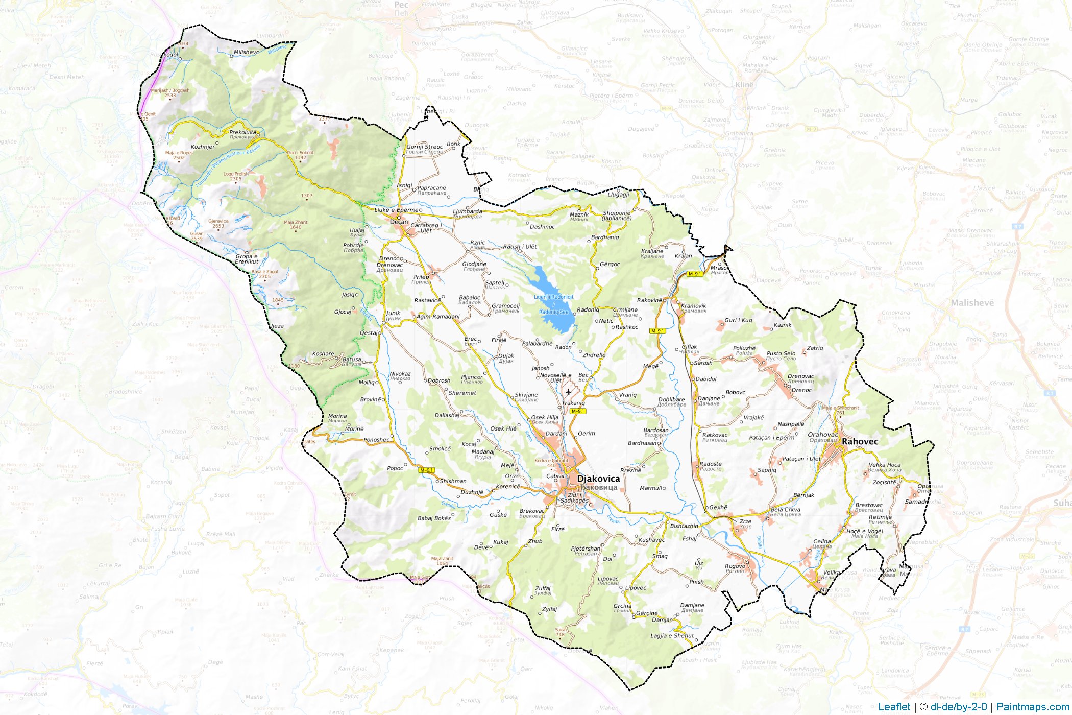 Muestras de recorte de mapas Gjakova (Kosovo)-1