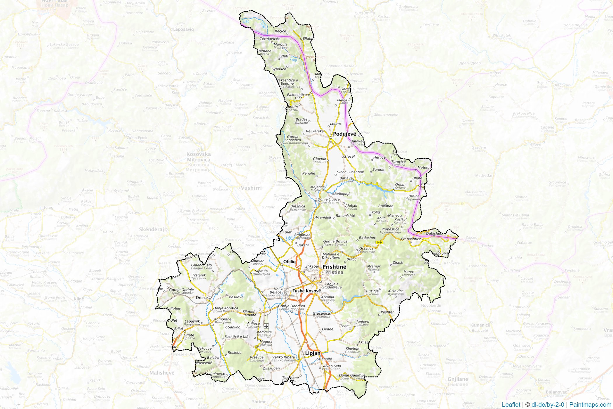 Muestras de recorte de mapas Pristina (Kosovo)-1